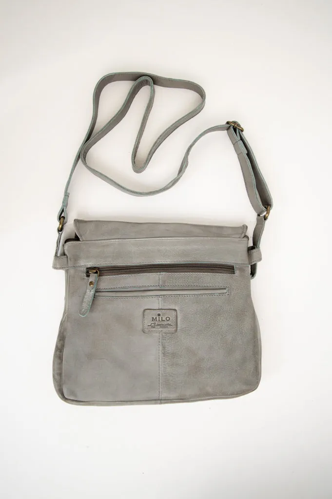 Handbag 098, Grey, Leather