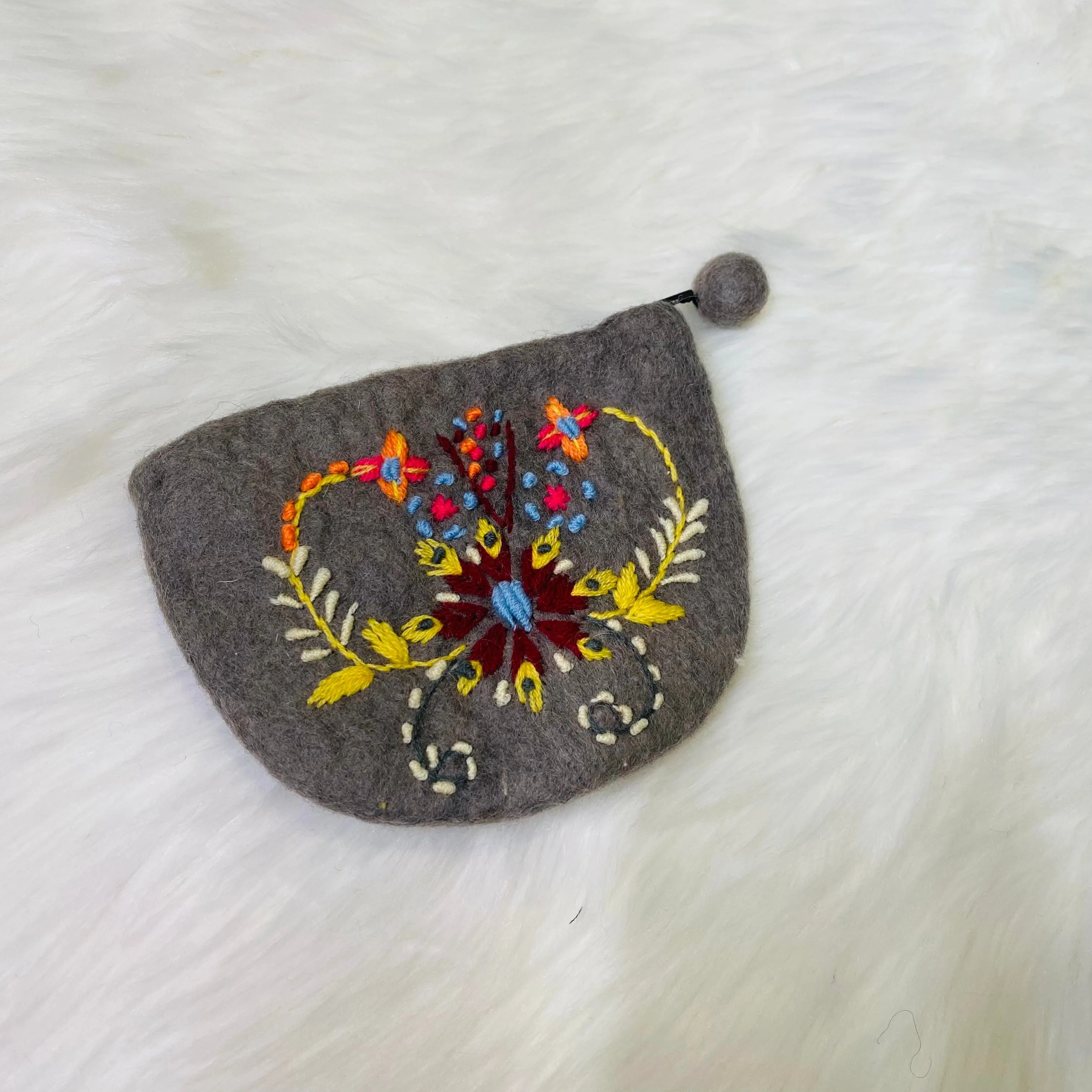 Handmade Felted Floral Embroidery Purse