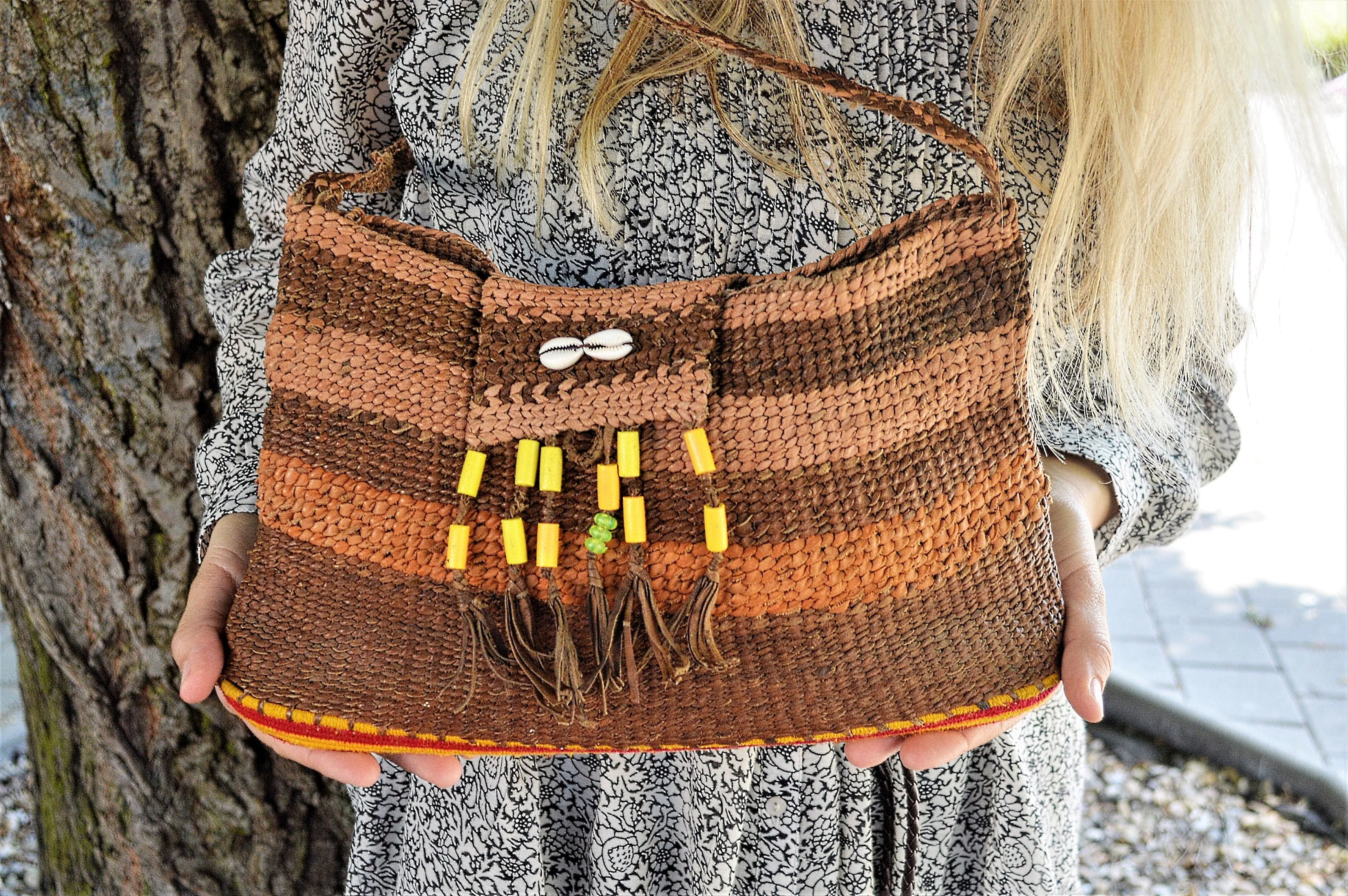 Hippie bag, Vintage leather bag