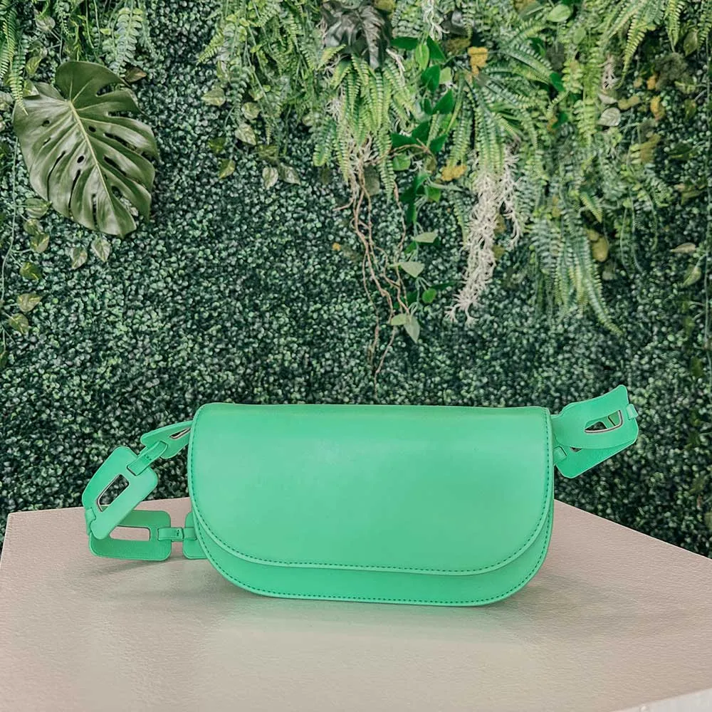 Inez Neon Green Recycled Vegan Shoulder Bag - FINAL SALE