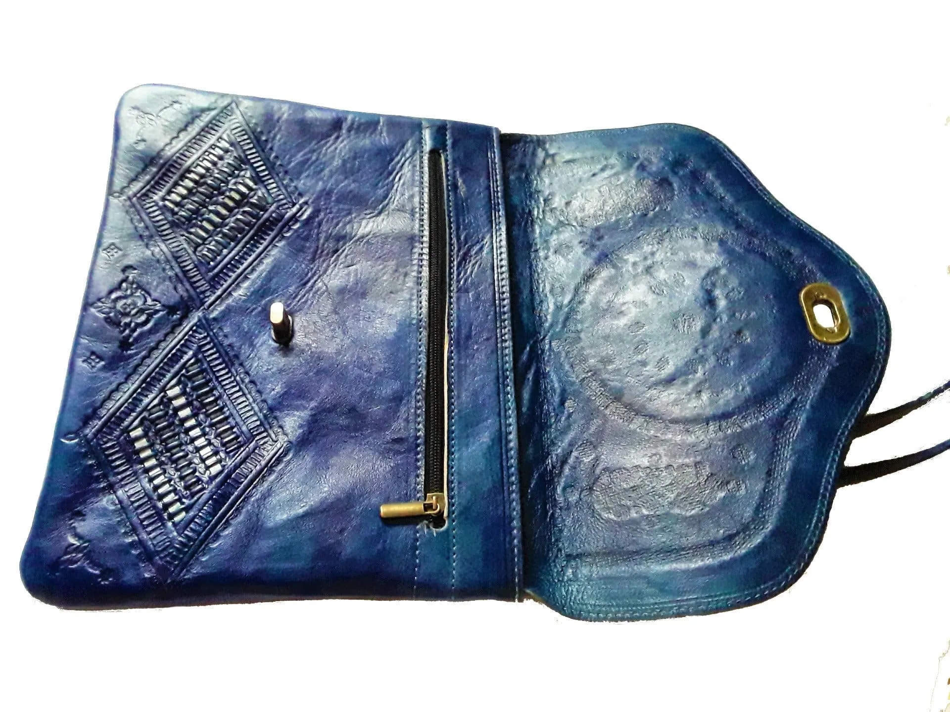 Jeblia - Blue Leather Clutch Bag - Sky