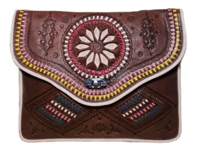 Jeblia - Brown Leather Clutch Bag - Mountain