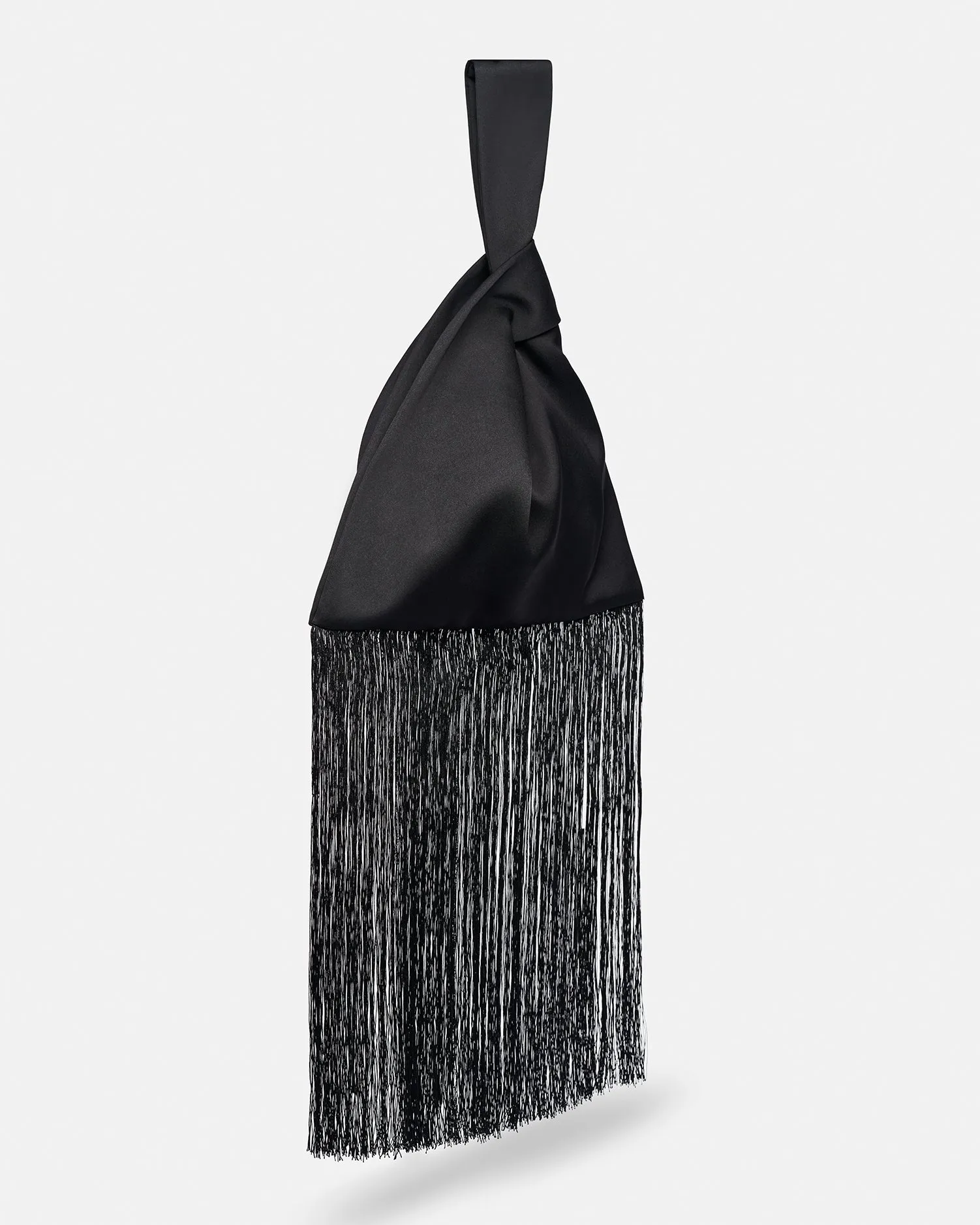 Jen Fringe - Tech Satin Clutch Bag - Black