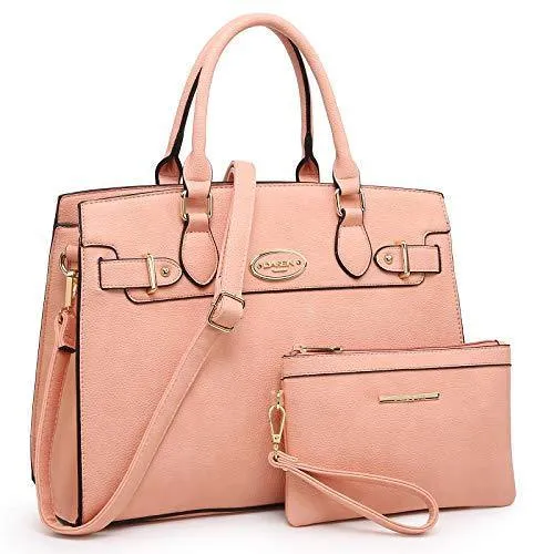 Ladies Shoulder Bag Top Handle Satchel Tote Work Bag with Matching Clutch l Dasein