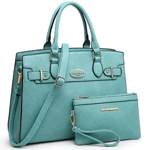 Ladies Shoulder Bag Top Handle Satchel Tote Work Bag with Matching Clutch l Dasein