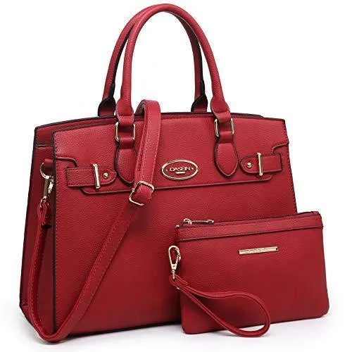 Ladies Shoulder Bag Top Handle Satchel Tote Work Bag with Matching Clutch l Dasein