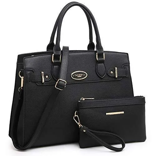 Ladies Shoulder Bag Top Handle Satchel Tote Work Bag with Matching Clutch l Dasein