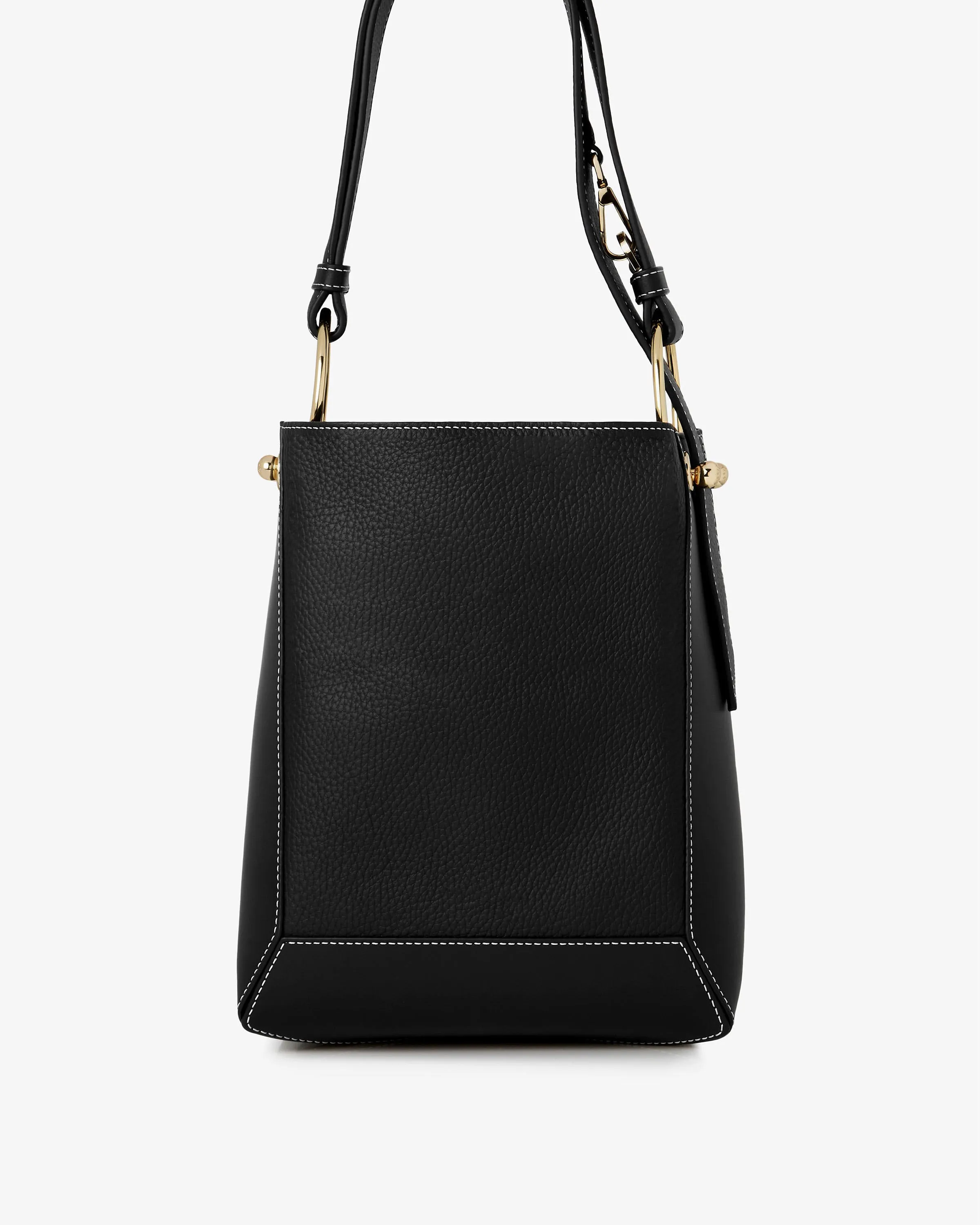 Lana Midi Bucket Bag - Black with Vanilla Stitch