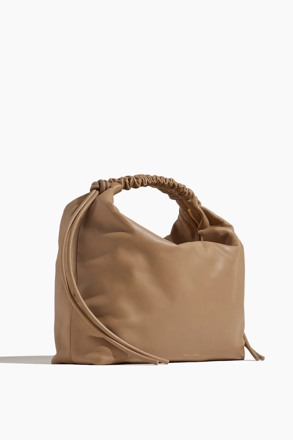 Large Drawstring Shoulder Bag in Mushroom