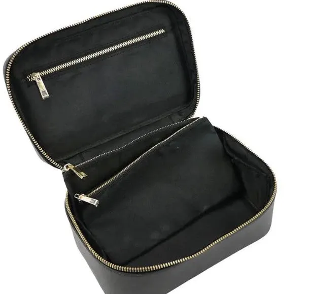 Large Make Up and Toiletries Box Bag  - Plain Saffiano