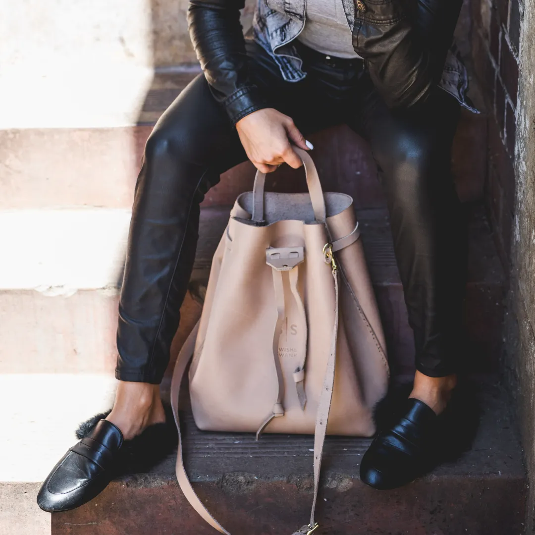 Leather Batseba Bucket Bag - Neutral