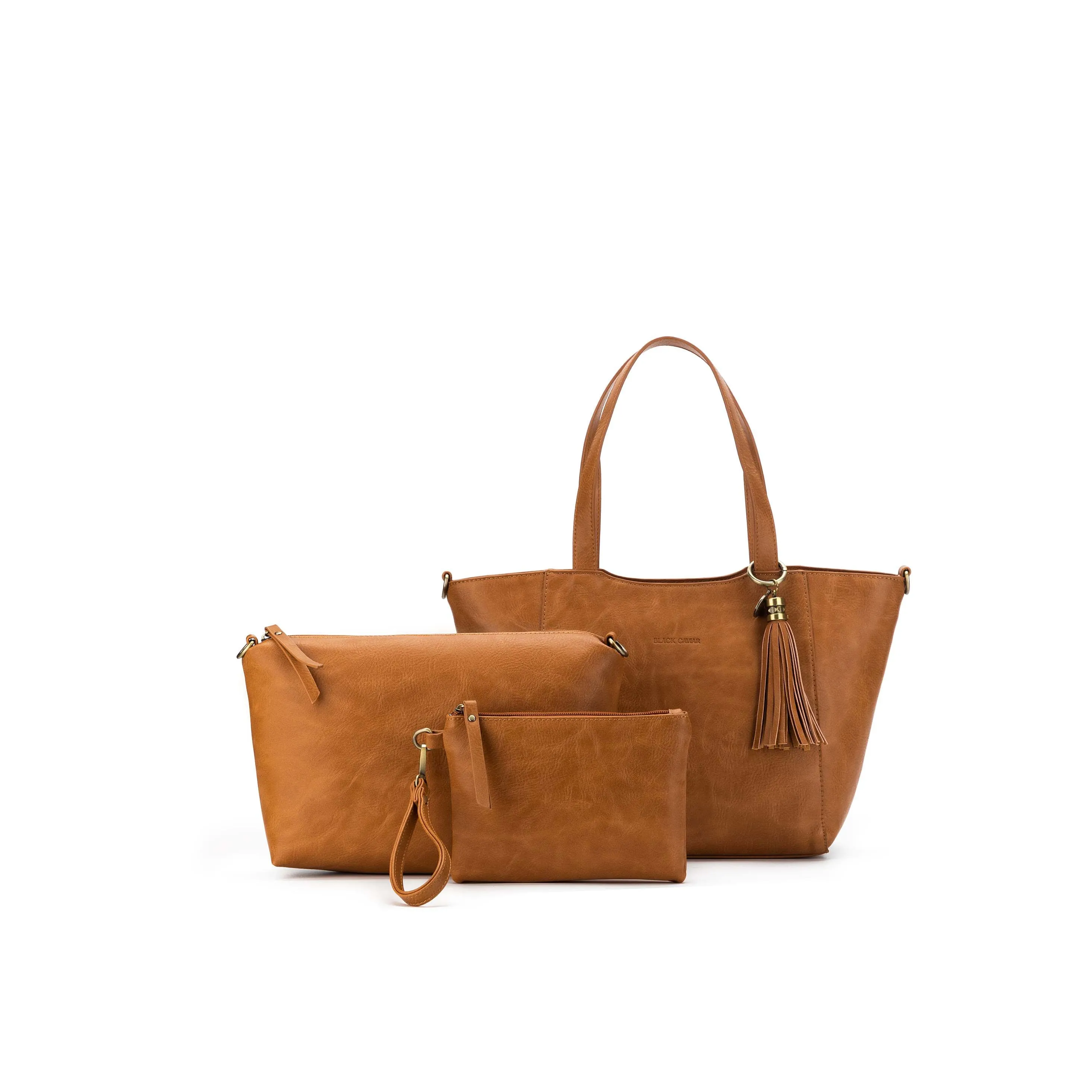 Liana 3 Piece Handbag Set Tan