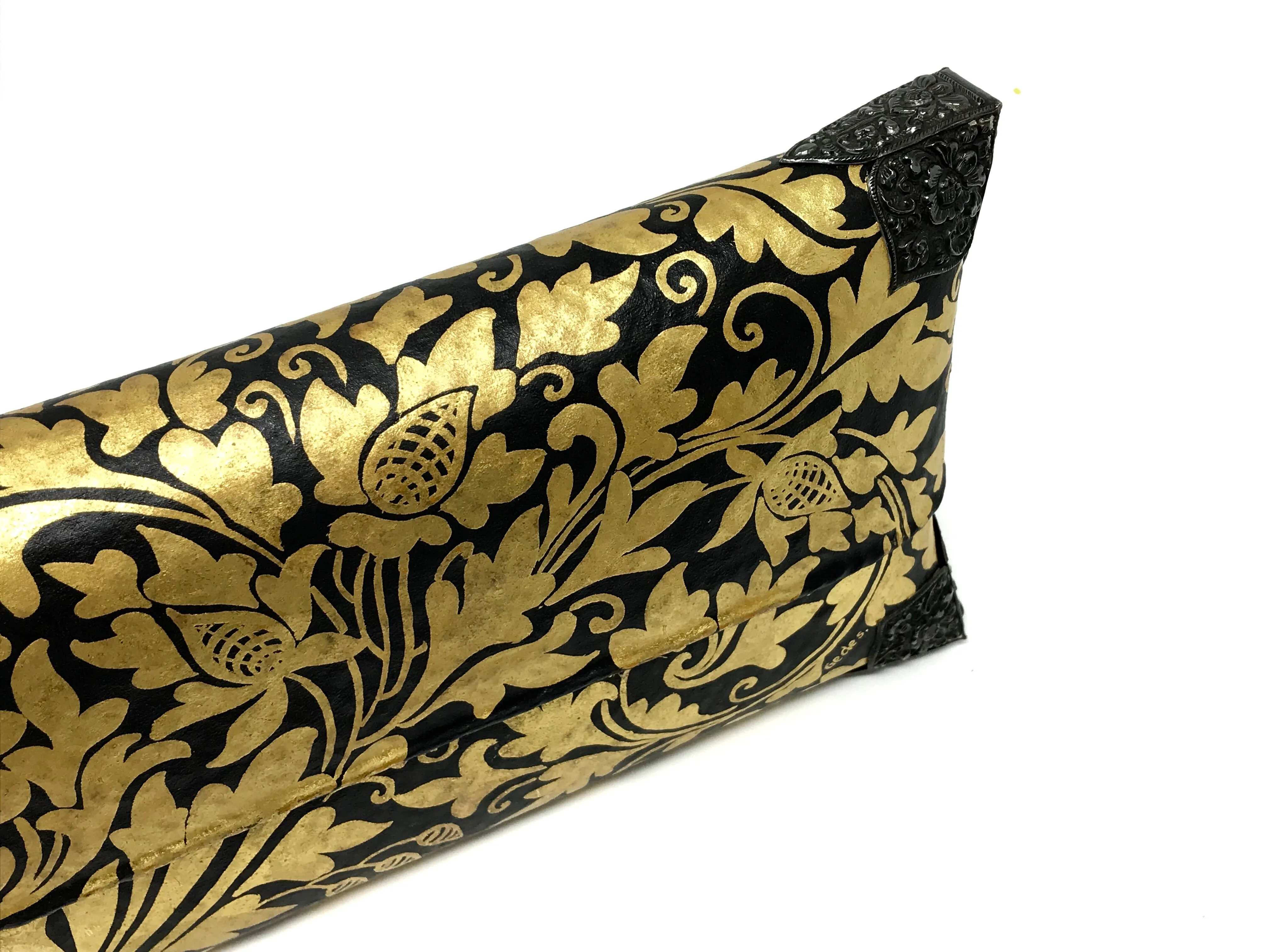 Lotus Arts de Vivre Gold Rattan Clutch Bag Hand Painted