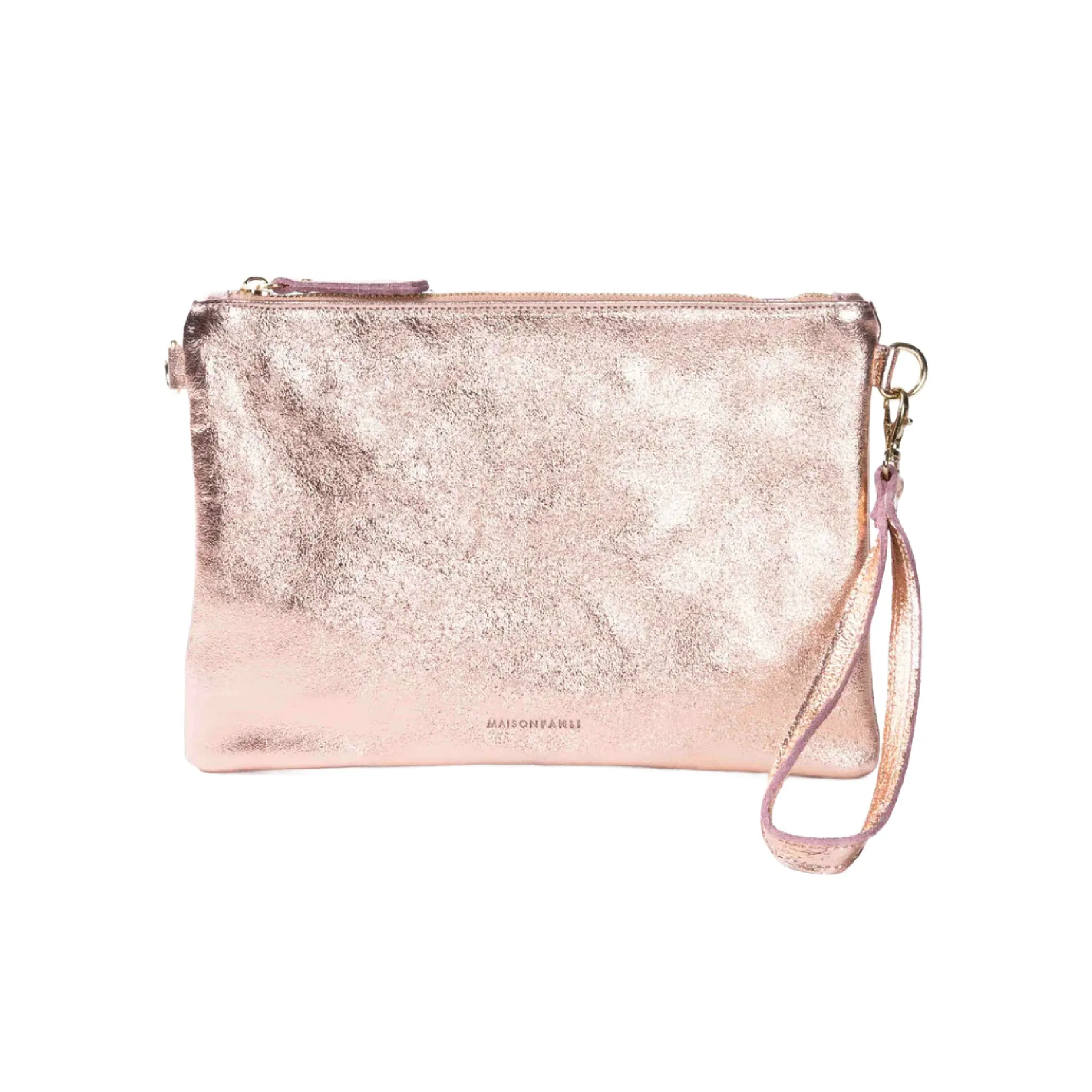 Maison Fanli Metallic Leather Crossbody/Clutch Bag Champagne