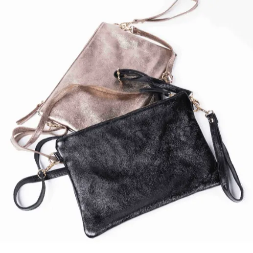 Maison Fanli Metallic Leather Crossbody/Clutch Bag Champagne