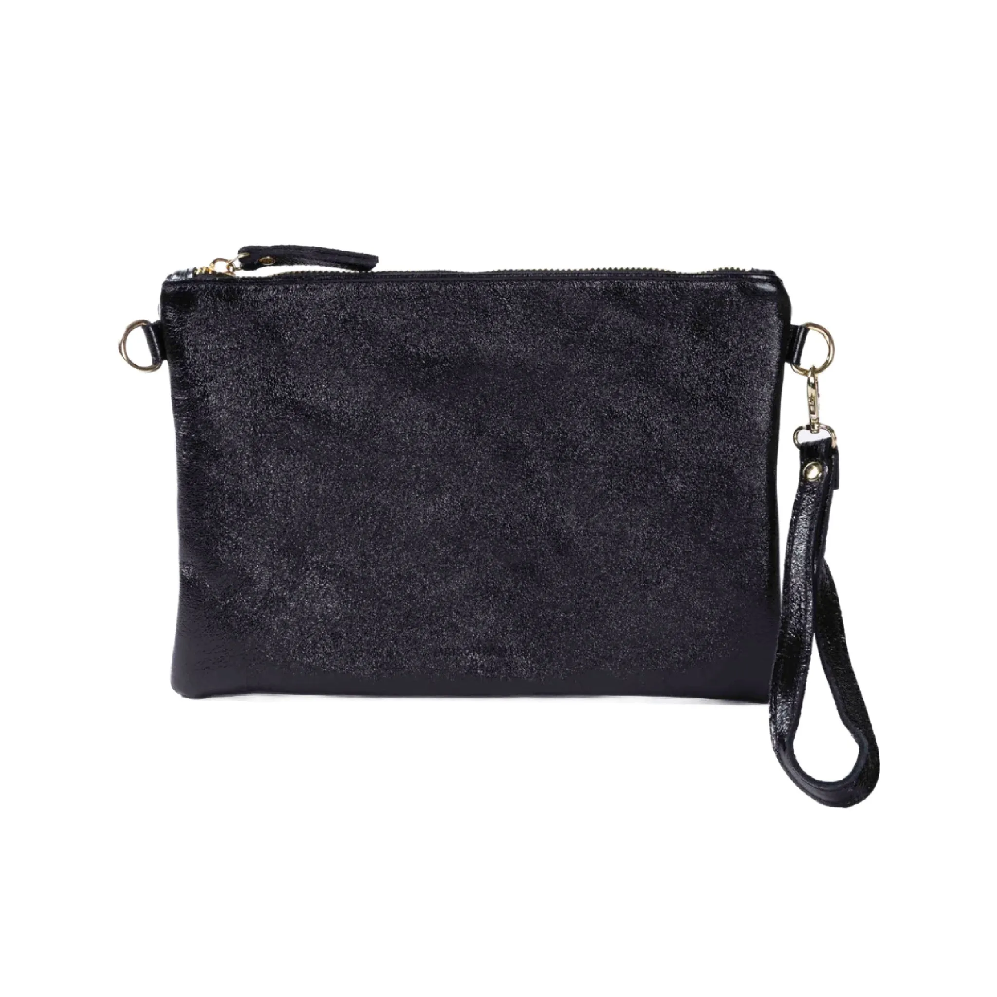 Maison Fanli Metallic Leather Crossbody/Clutch Bag Midnight