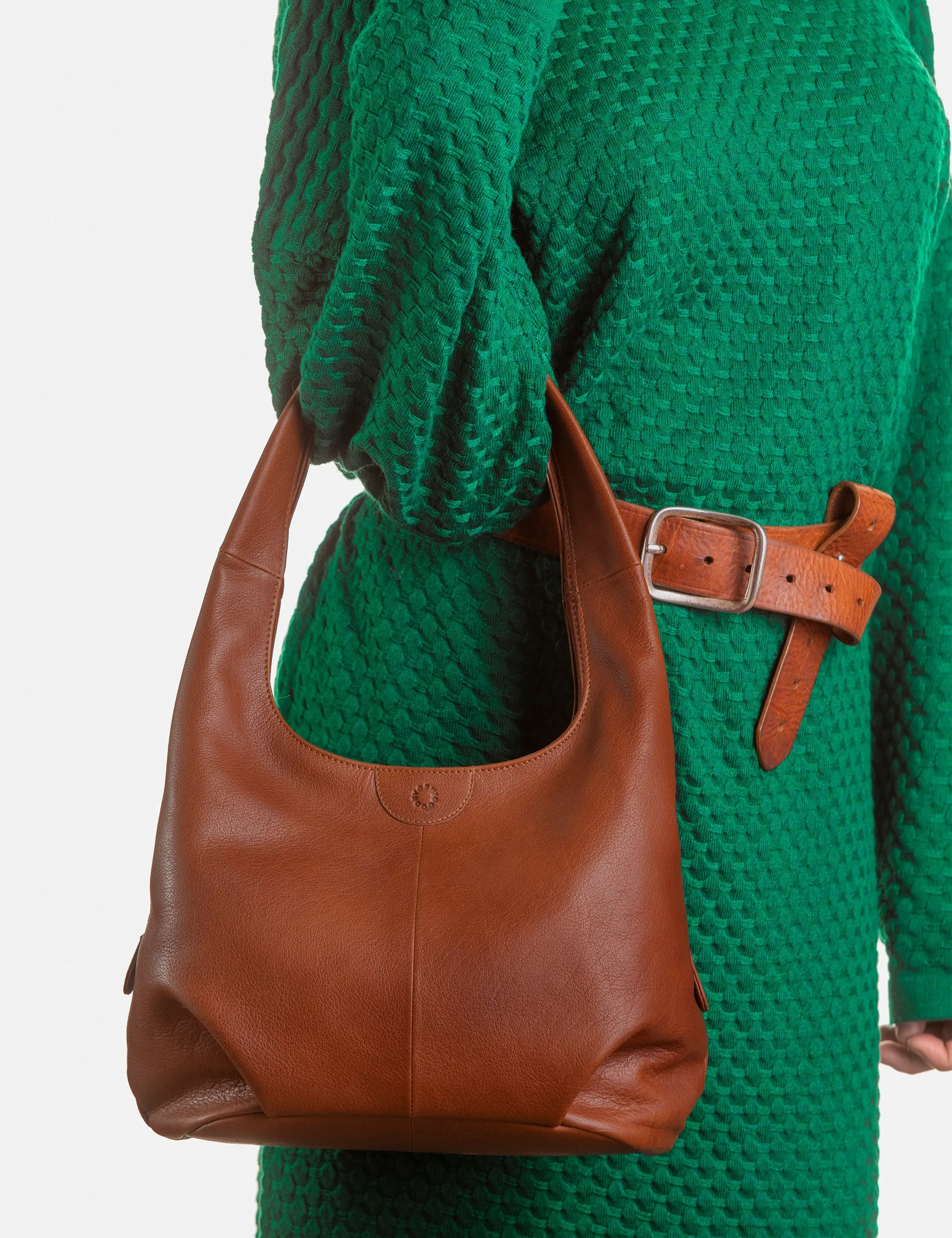 Meehan Brown Leather Slouch Shoulder Bag