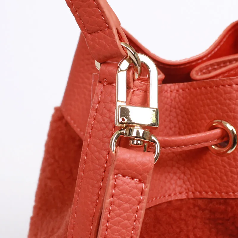 mild shoulder red bucket bag