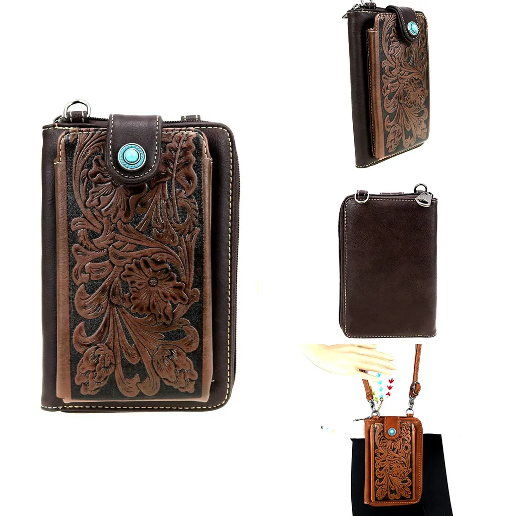 Montana West Tooled Crossbody Phone Purse