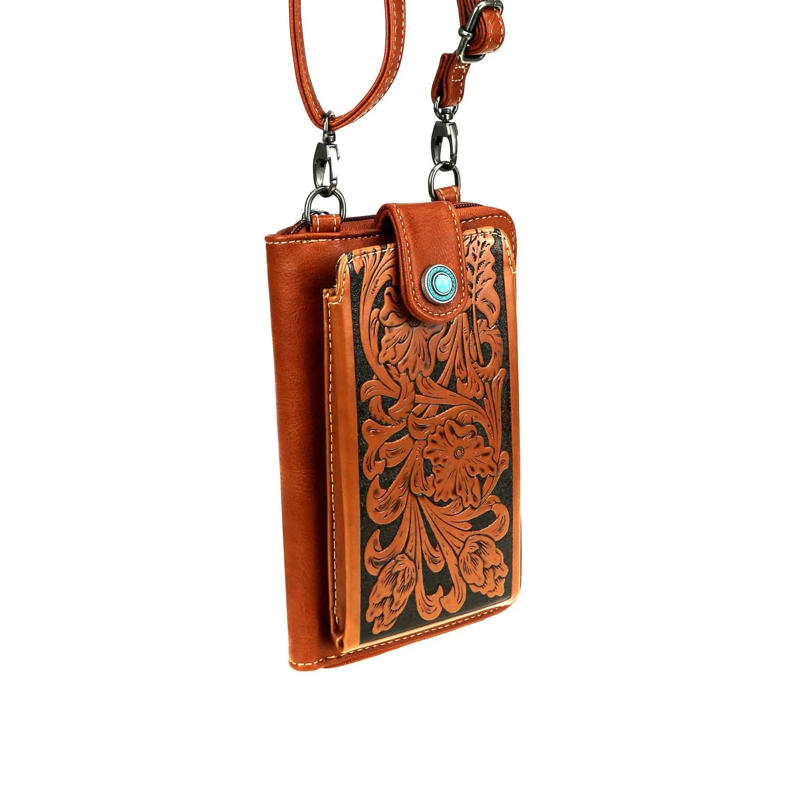 Montana West Tooled Crossbody Phone Purse