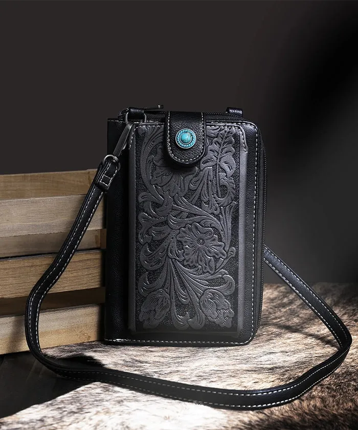 Montana West Tooled Crossbody Phone Purse