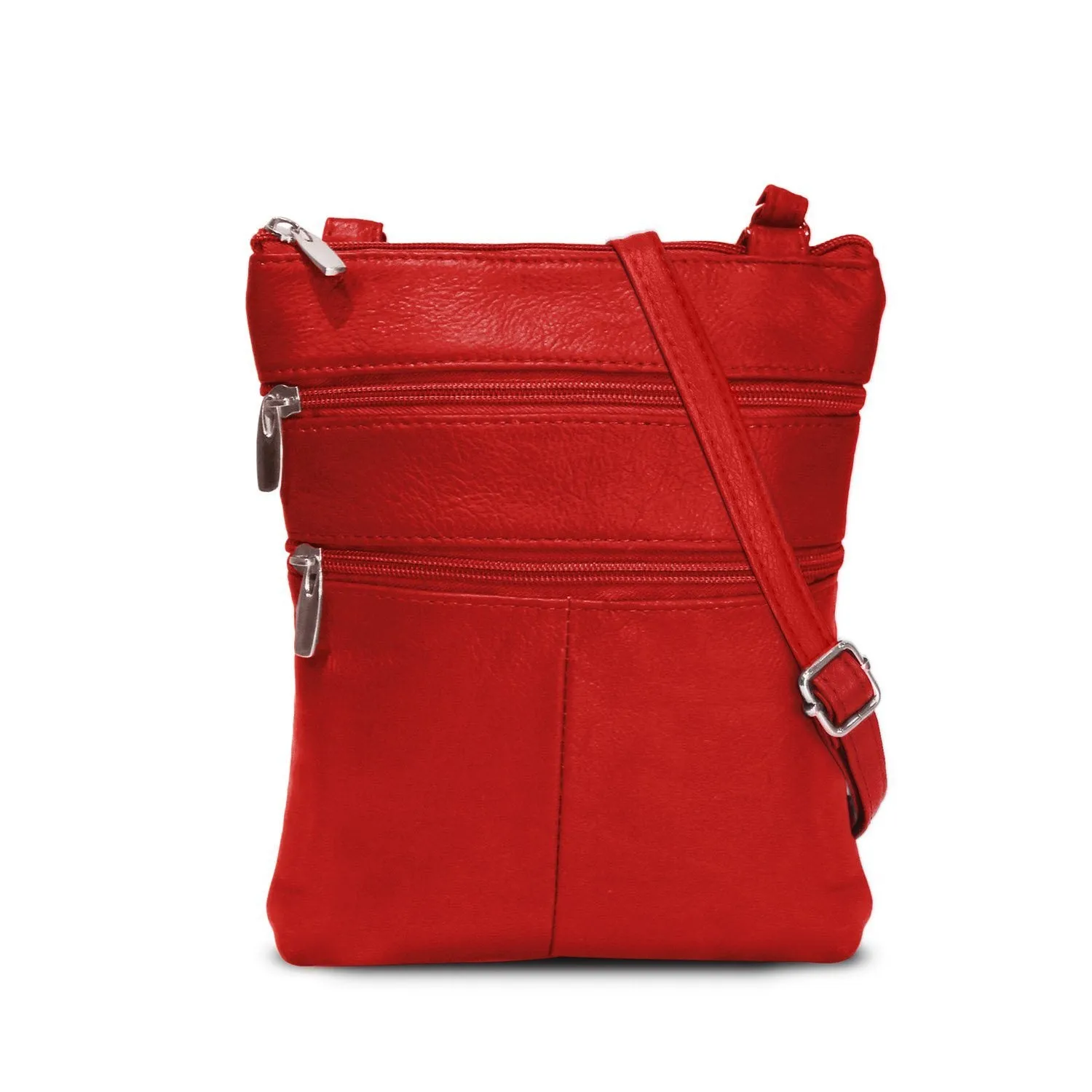 Multi-Pocket Leather Crossbody Purse Bag