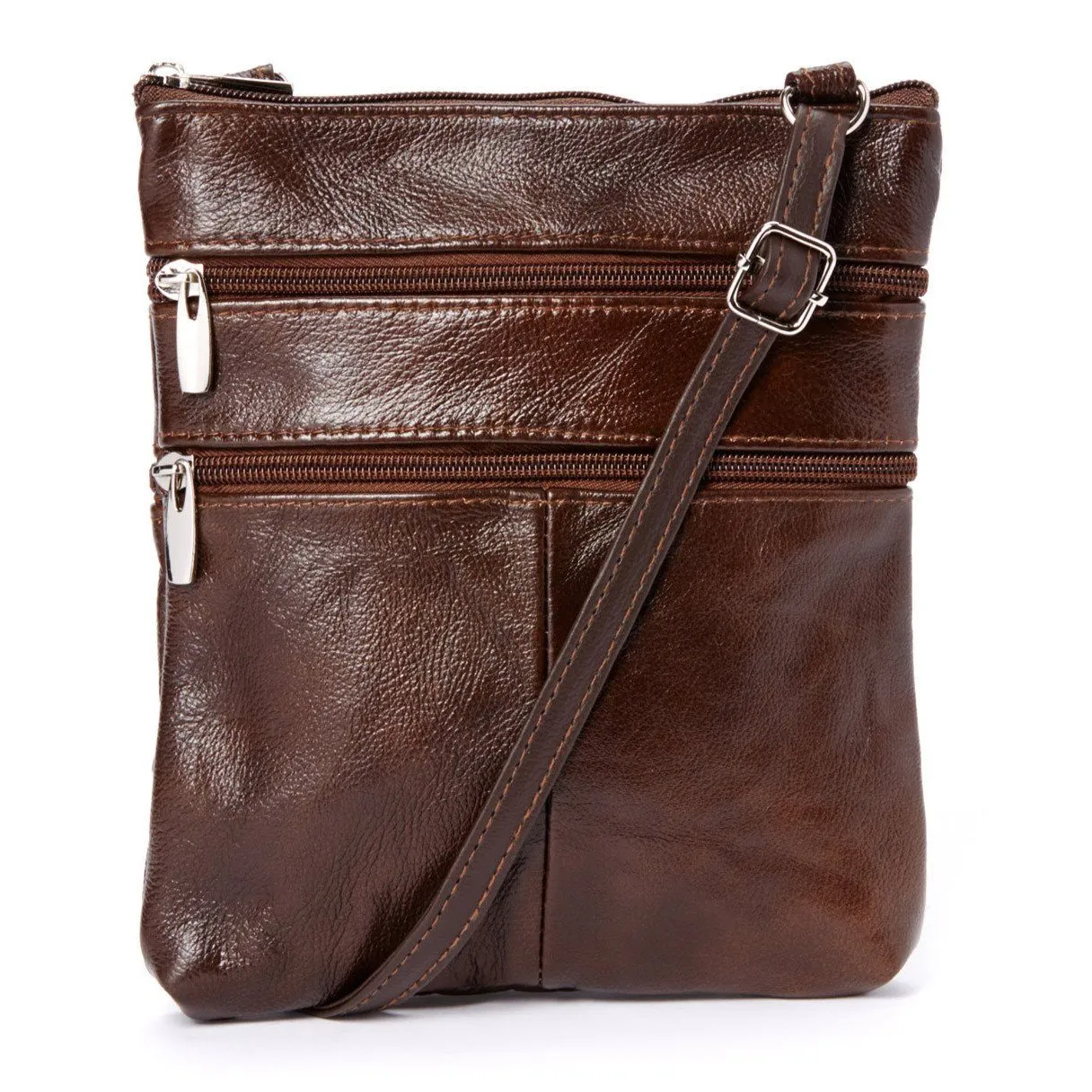 Multi-Pocket Leather Crossbody Purse Bag