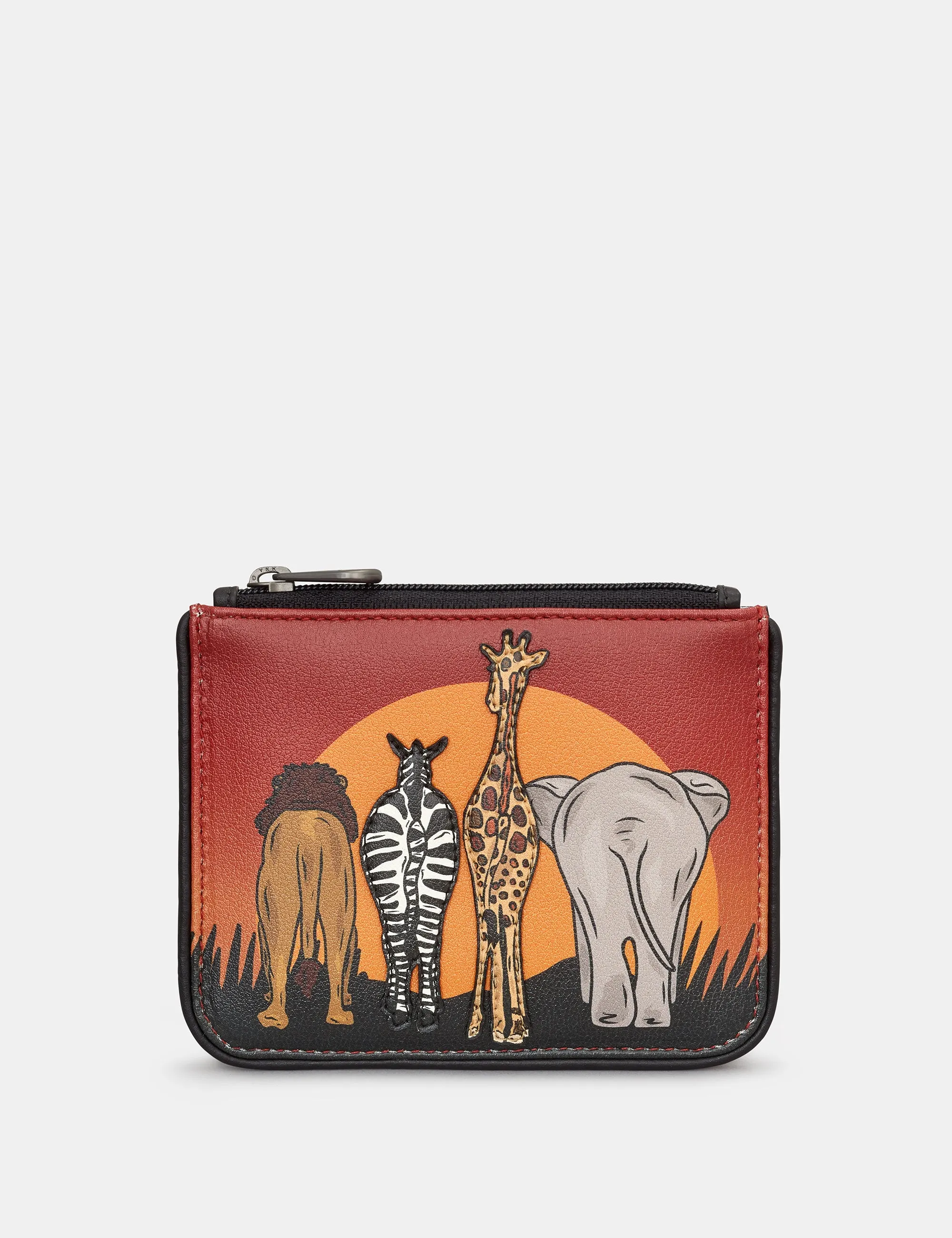 On Safari Zip Top Leather Purse