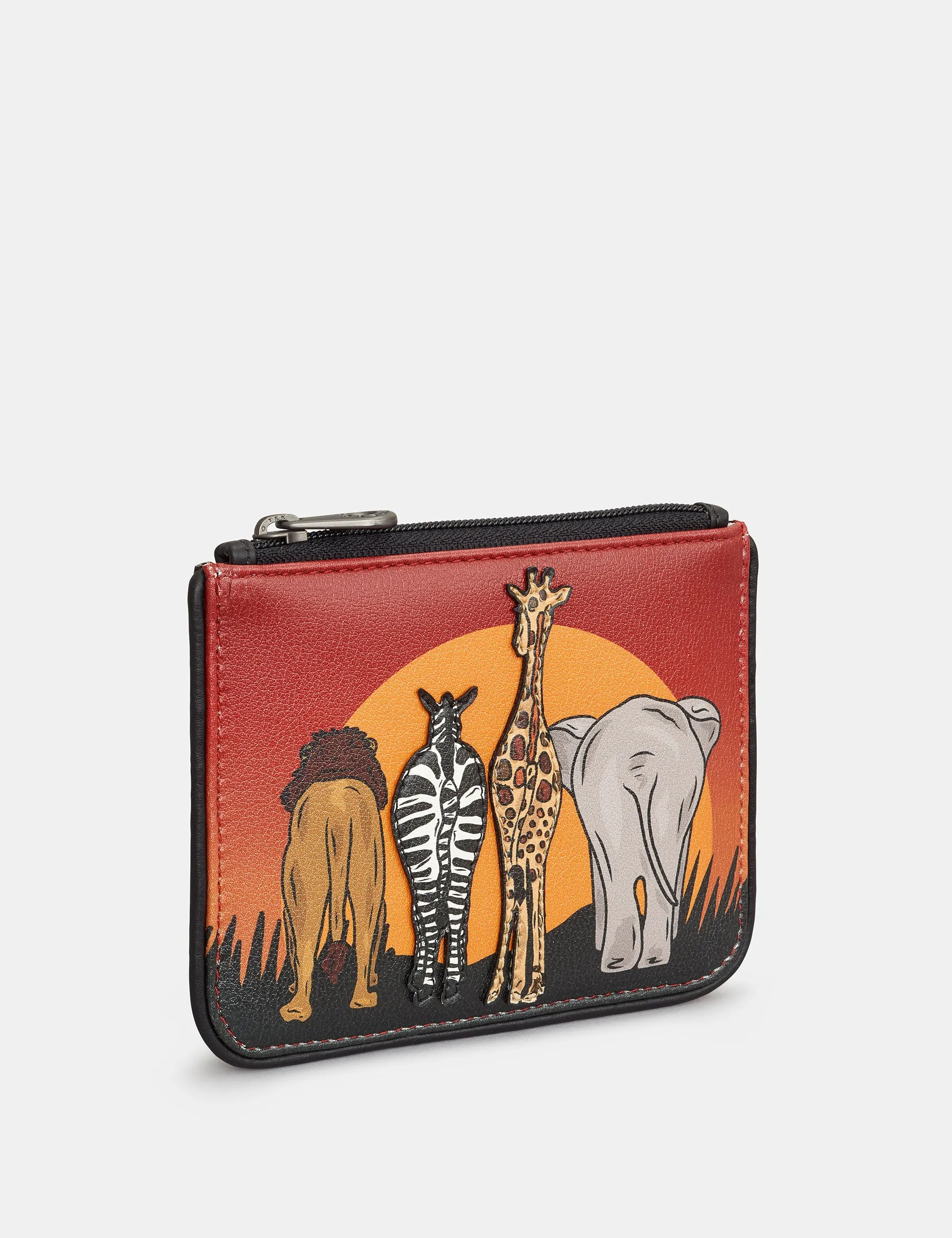 On Safari Zip Top Leather Purse