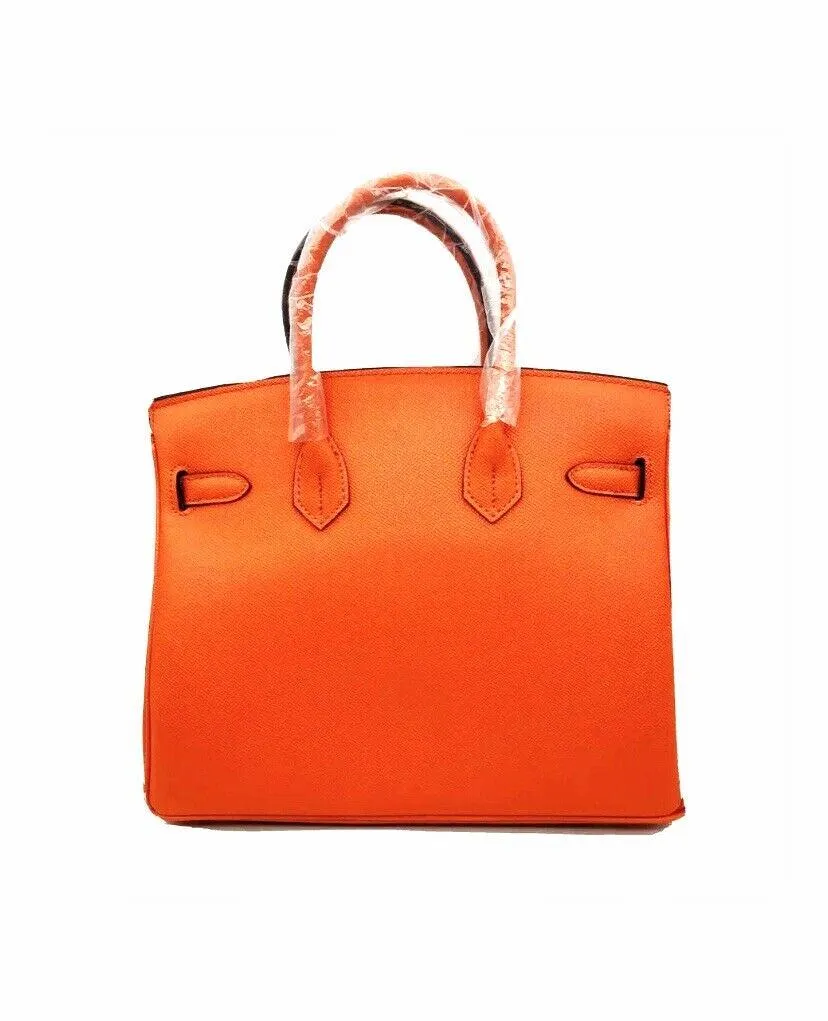 Orange Leather Cowhide Handbag