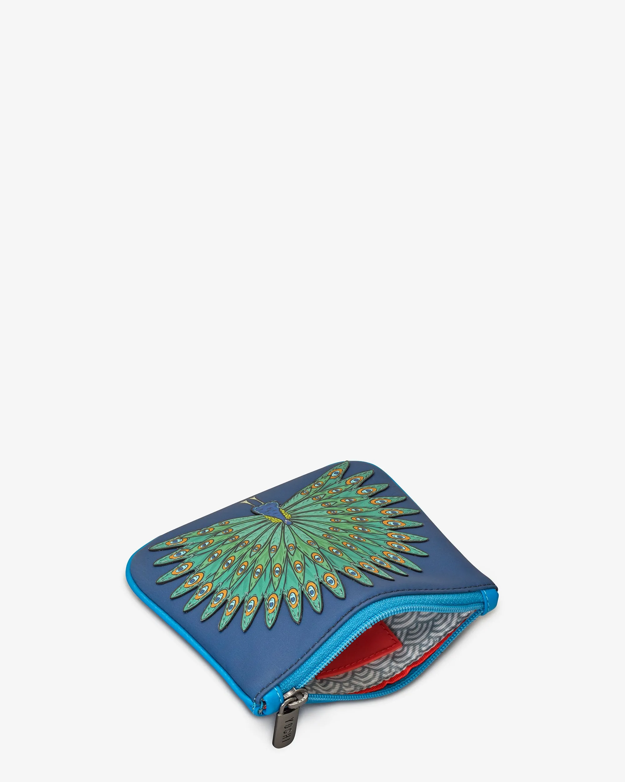 Peacock Zip Top Leather Purse