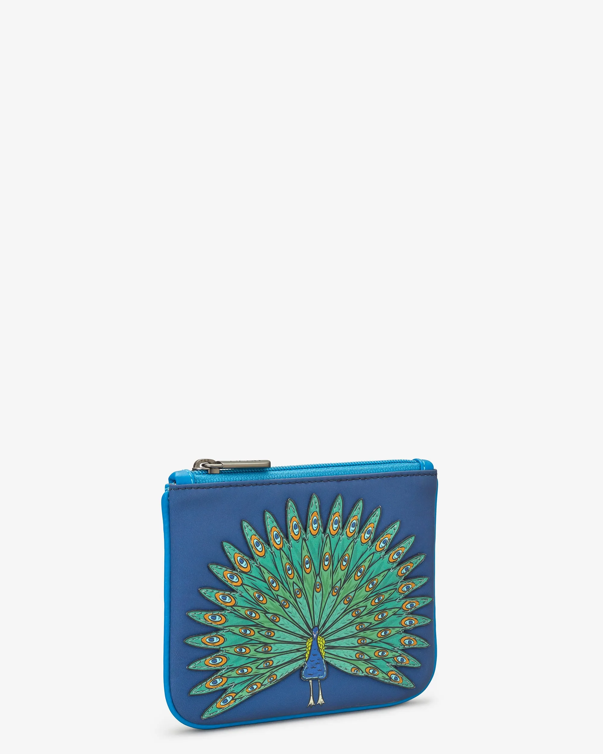 Peacock Zip Top Leather Purse