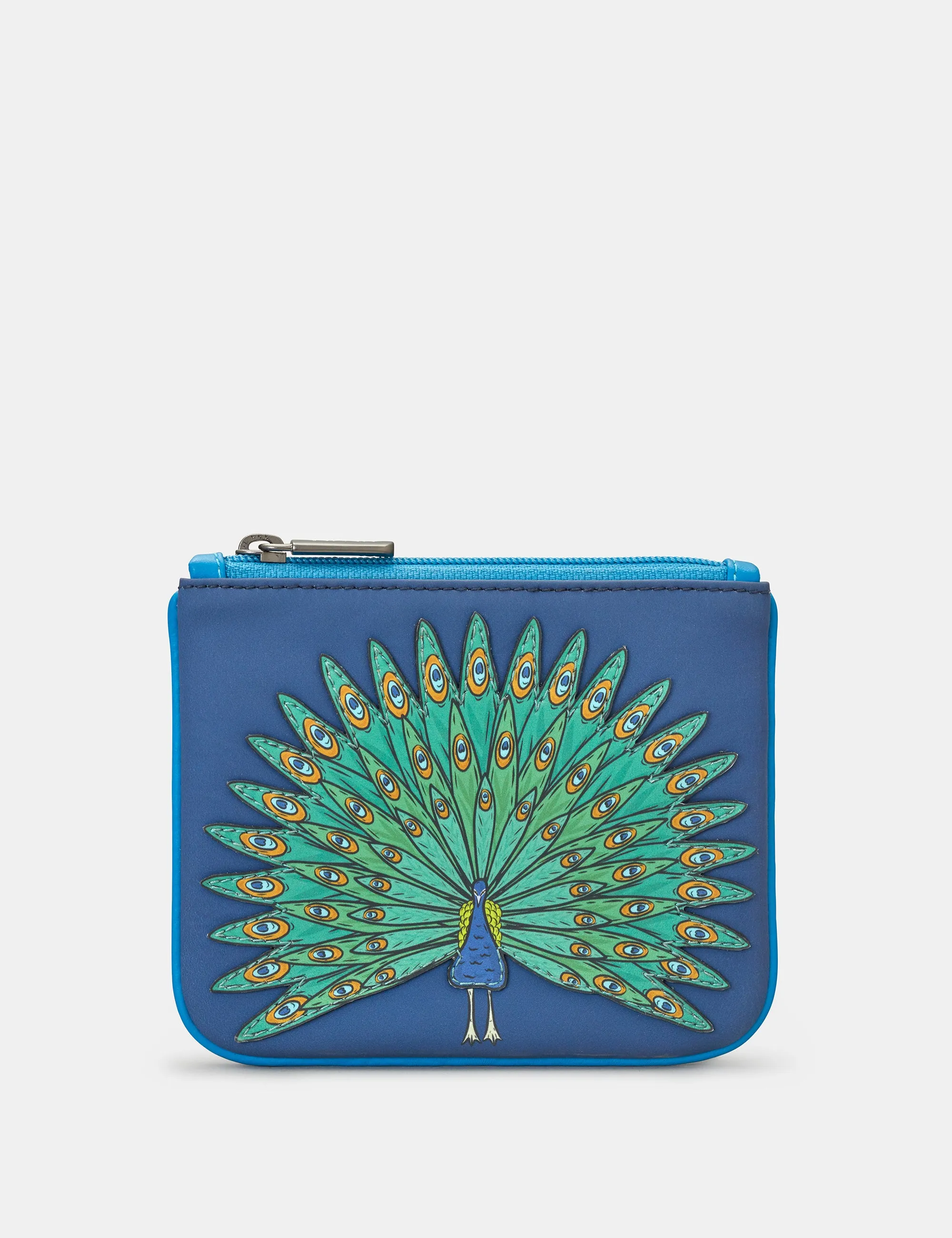 Peacock Zip Top Leather Purse