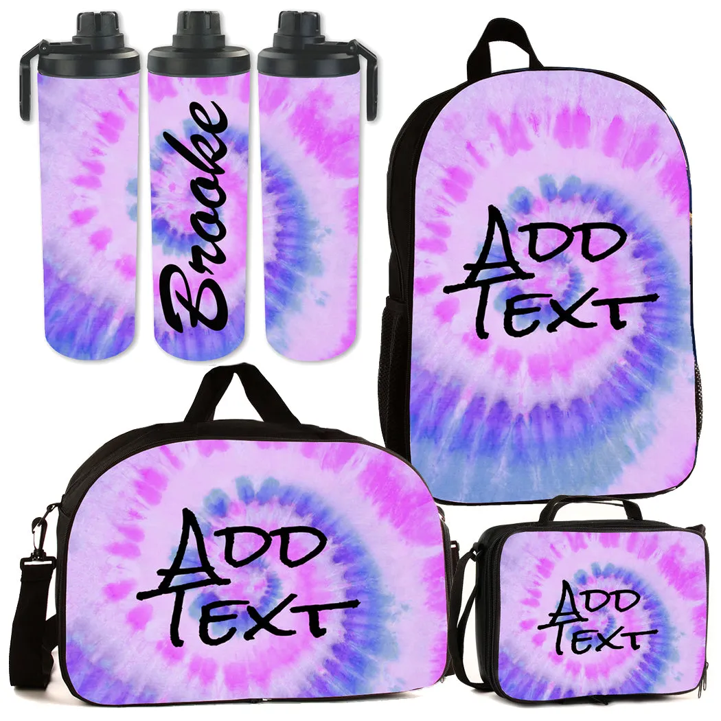 Personalized Tie Dye Backpacks / Lunch Bag / Duffel Bag / Bottle