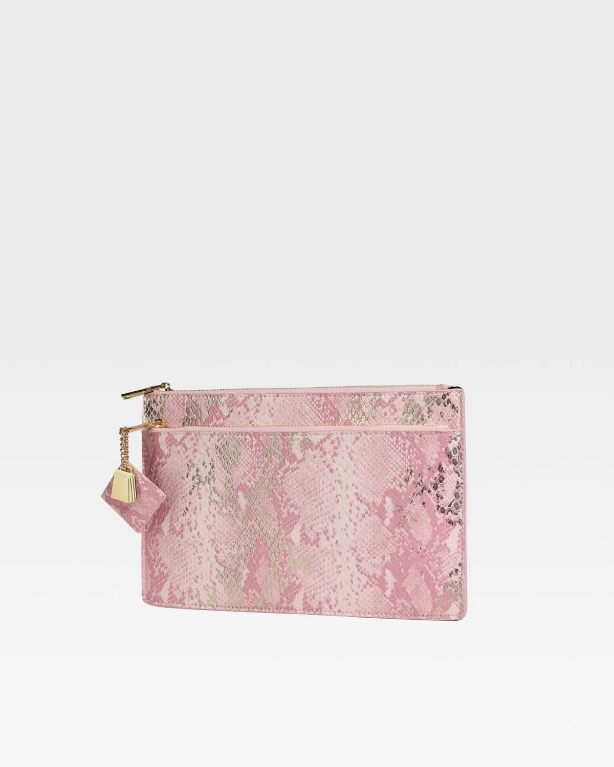 Pink Faux Python Clutch Handbag