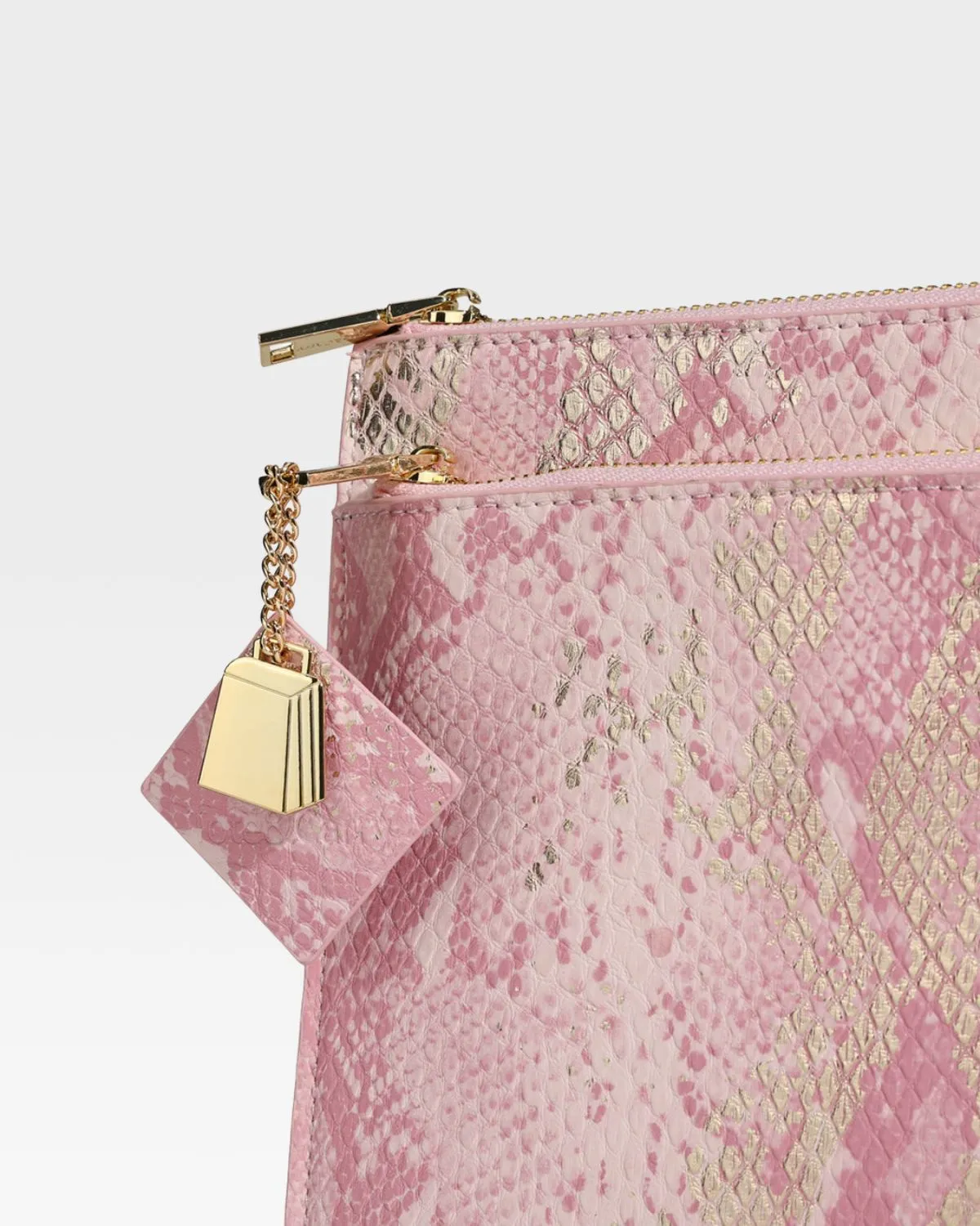 Pink Faux Python Clutch Handbag