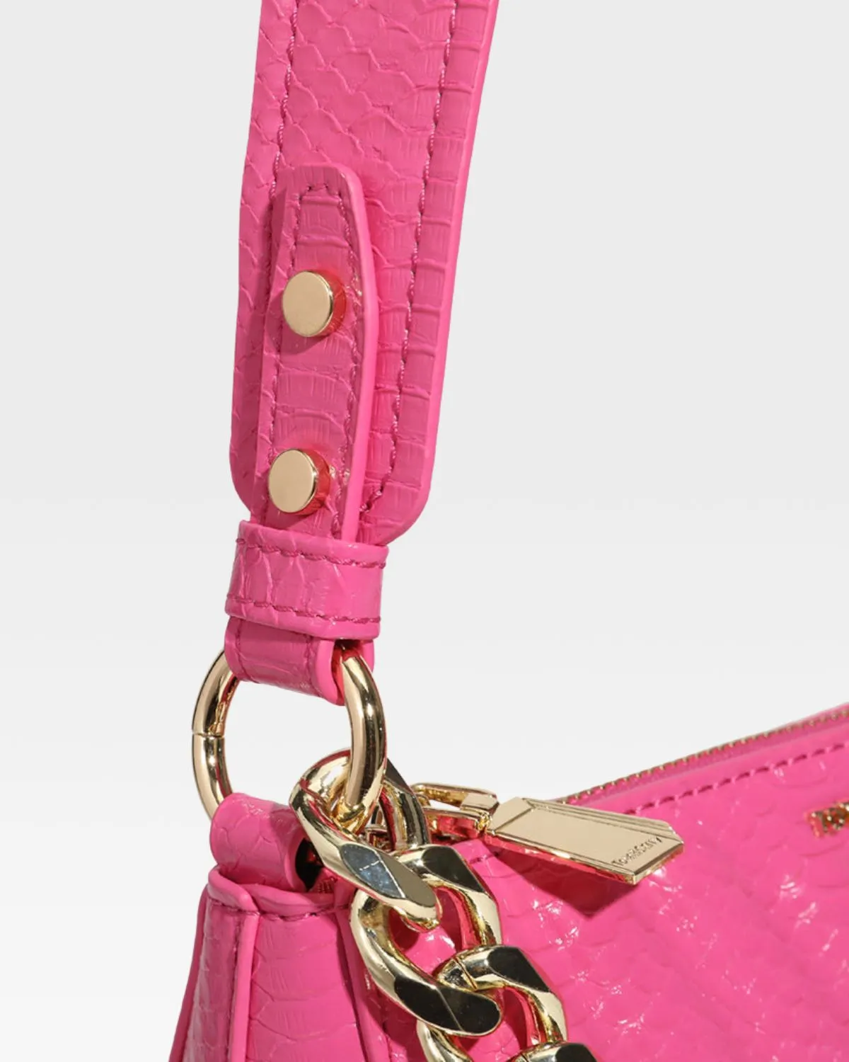 Pink Faux Python Shoulder Bag