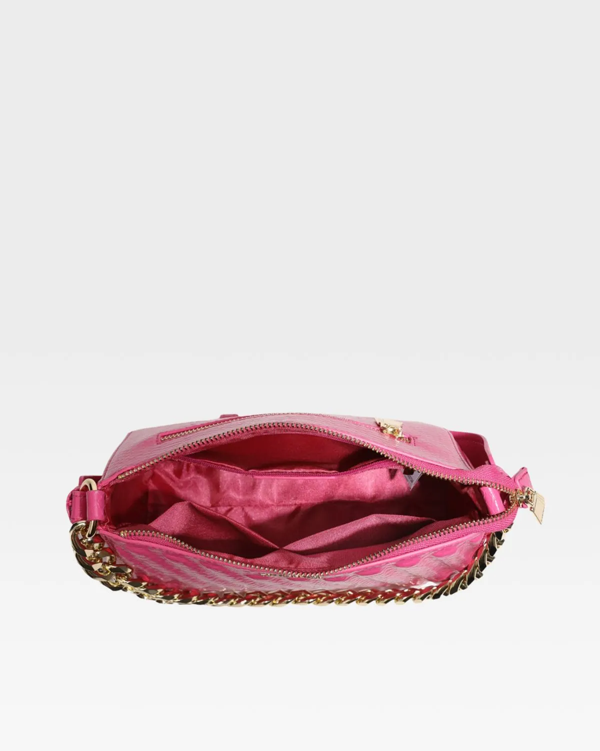 Pink Faux Python Shoulder Bag