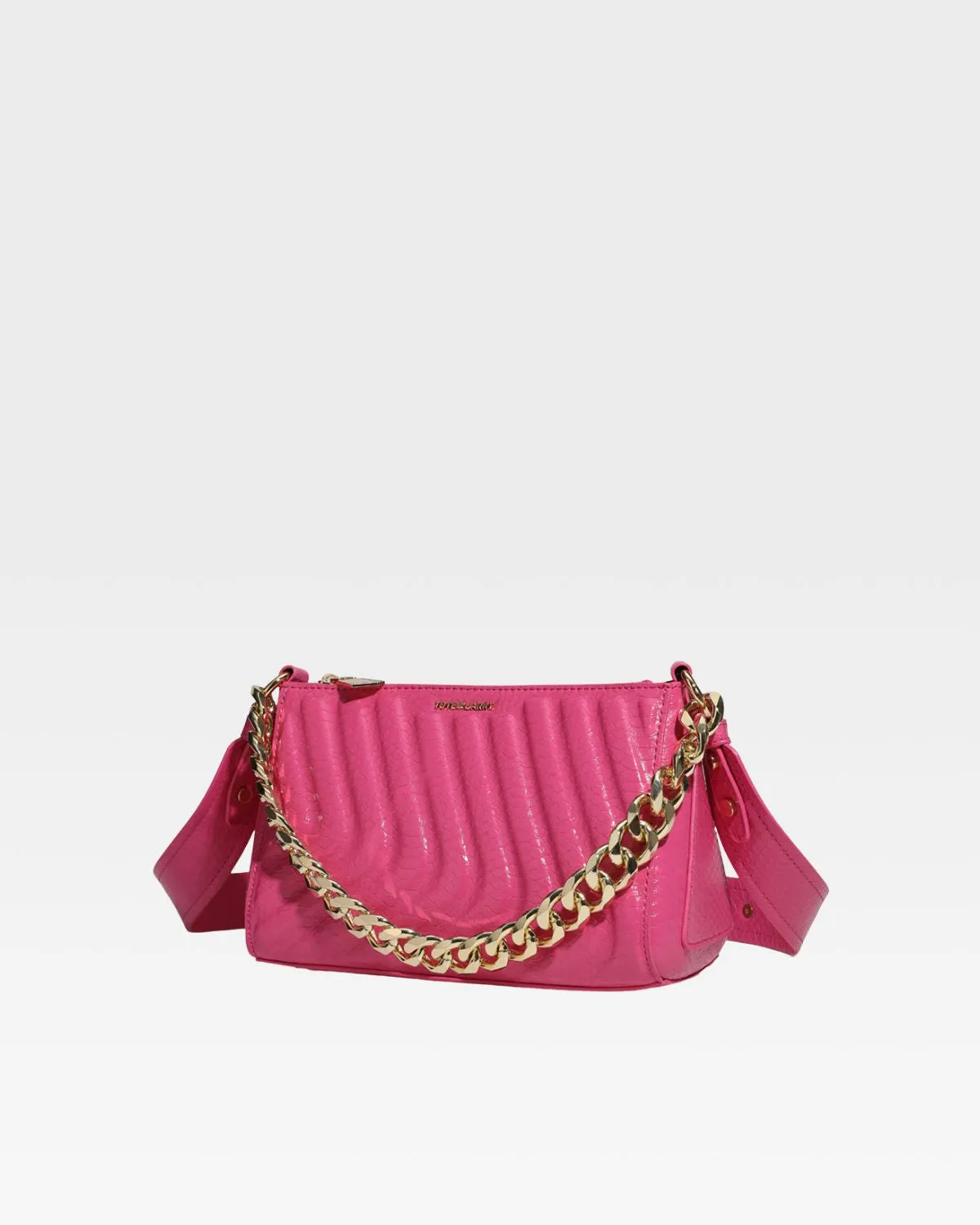 Pink Faux Python Shoulder Bag