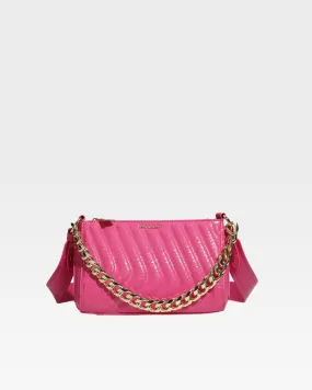 Pink Faux Python Shoulder Bag