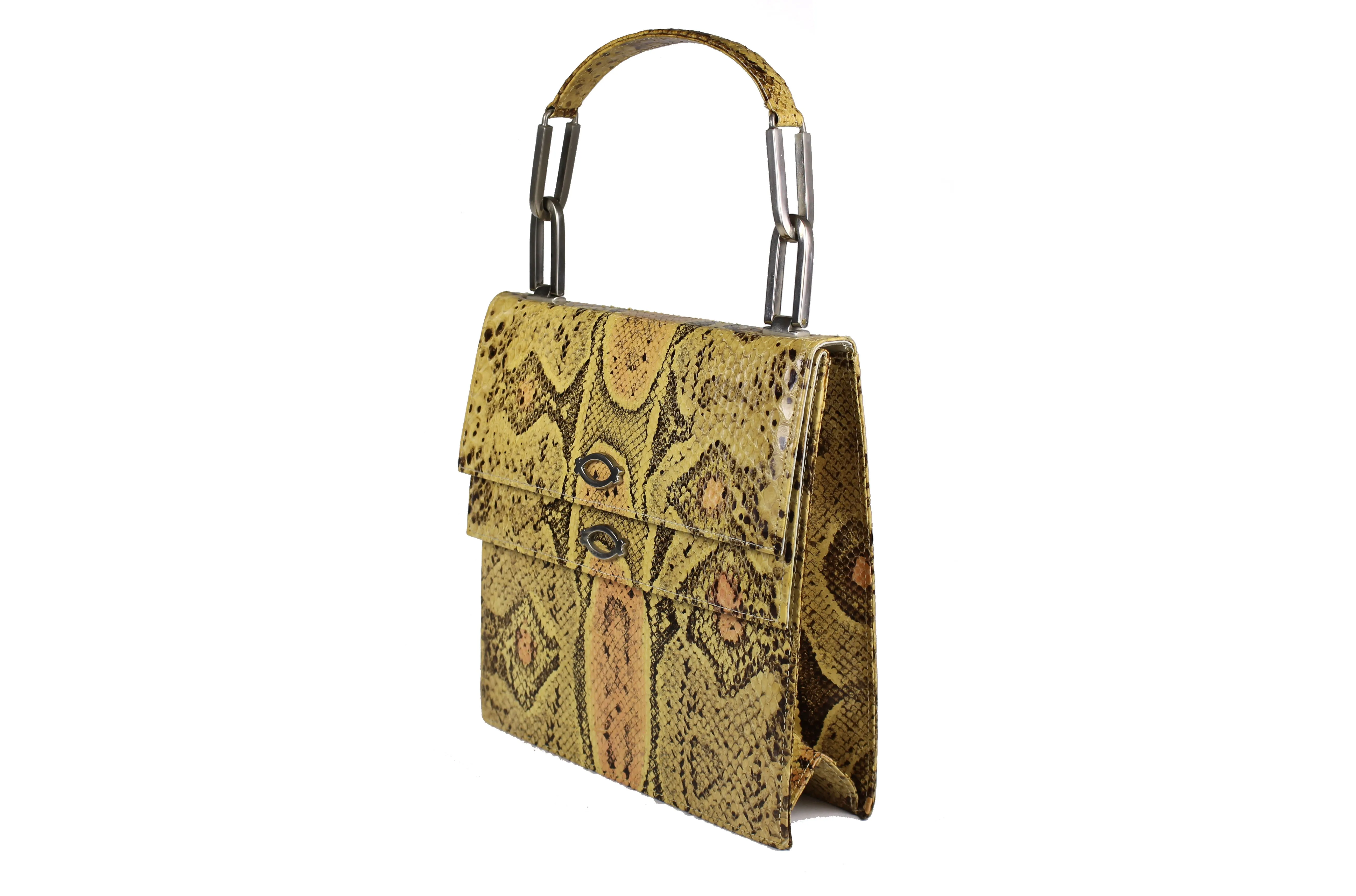 Pressed snake skin handbag in natural color