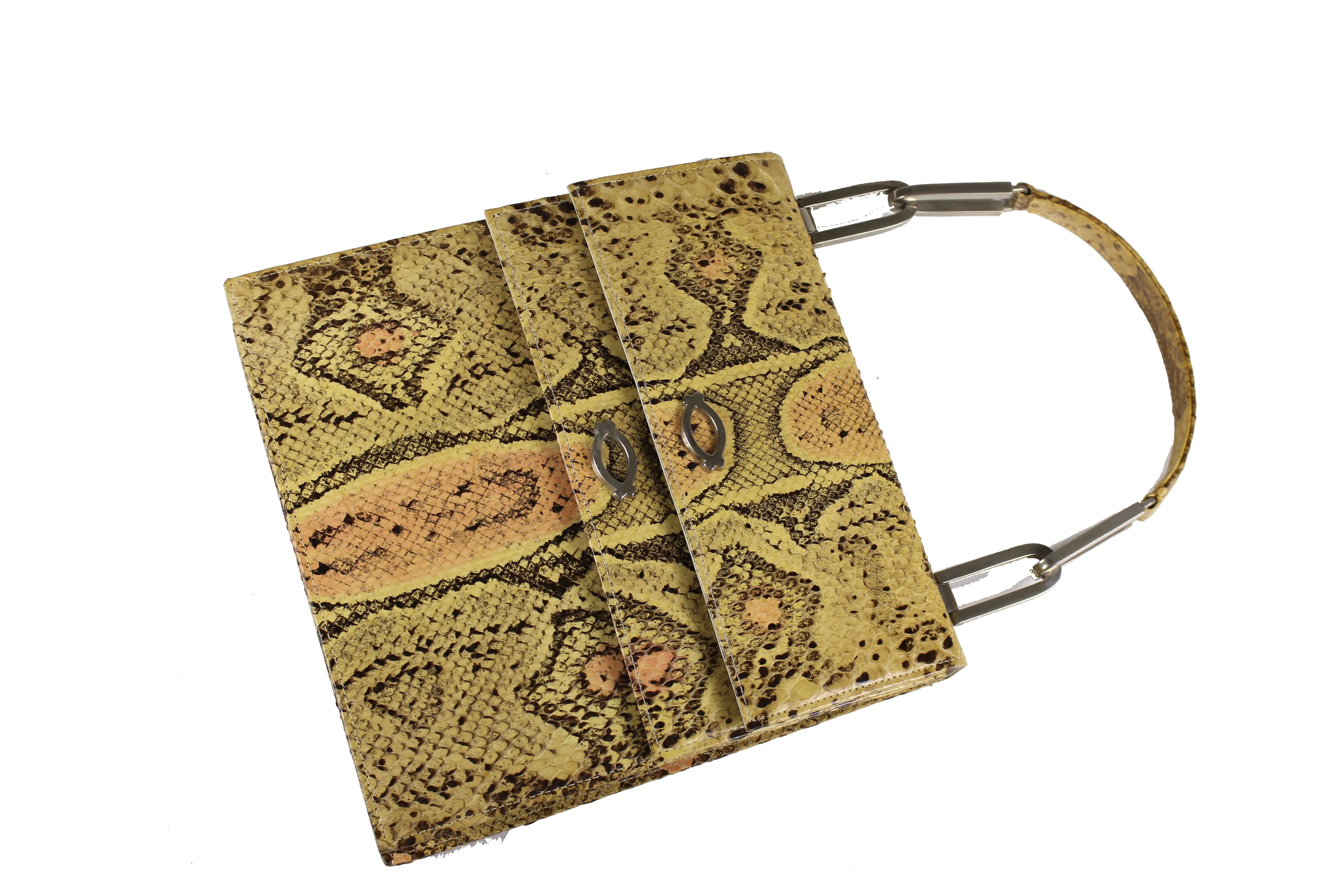 Pressed snake skin handbag in natural color