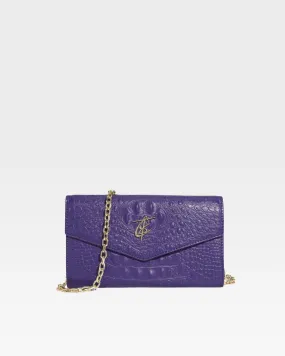 Purple Apollo 2 Faux Crocodile Skin Clutch Shoulder Bag