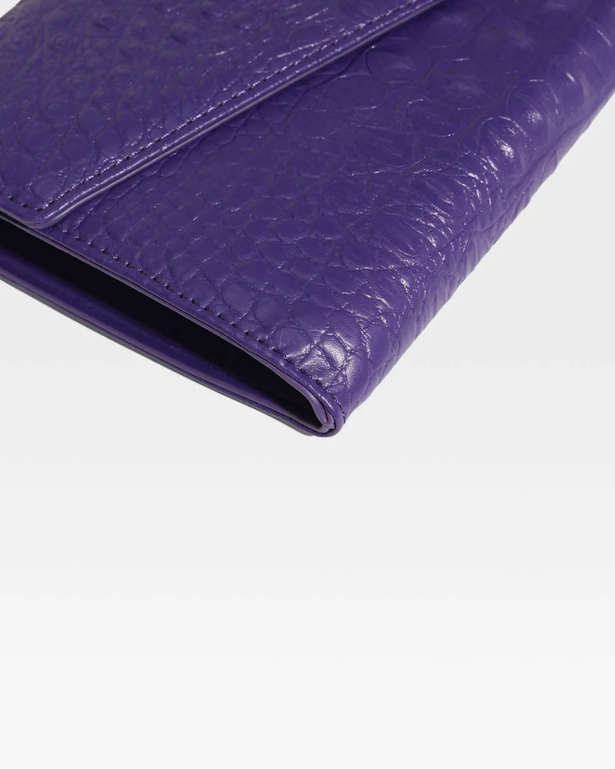 Purple Apollo 2 Faux Crocodile Skin Clutch Shoulder Bag