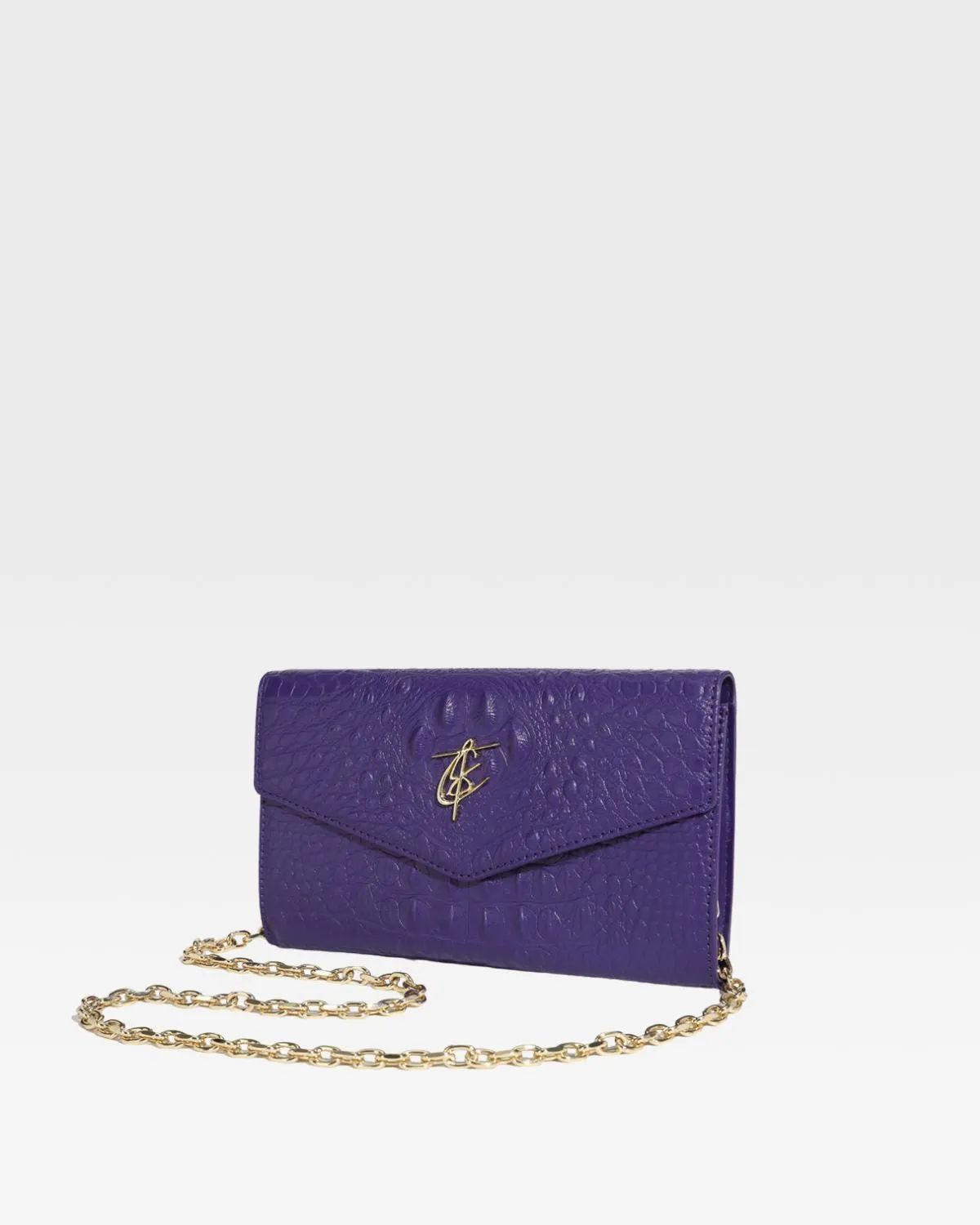 Purple Apollo 2 Faux Crocodile Skin Clutch Shoulder Bag