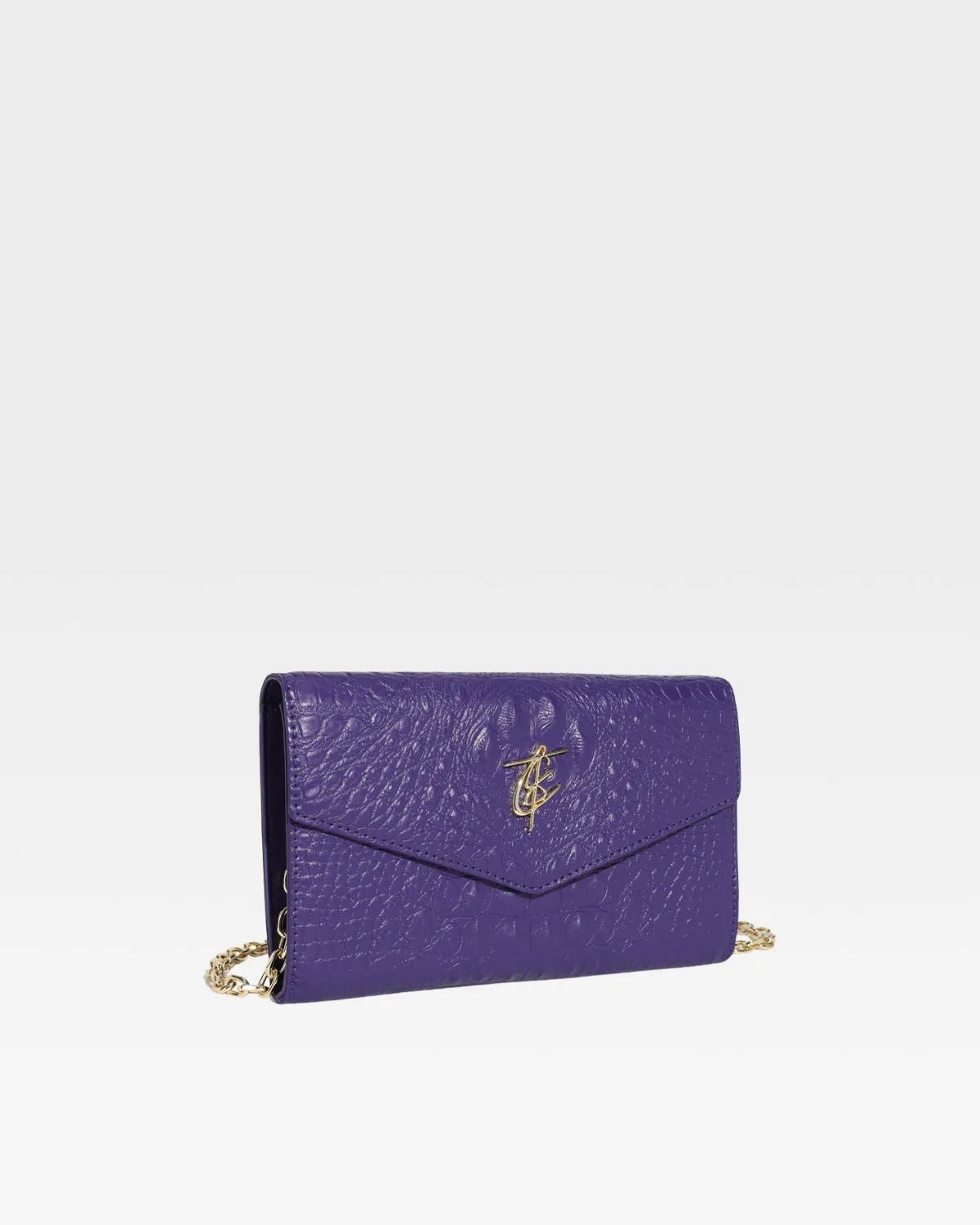 Purple Apollo 2 Faux Crocodile Skin Clutch Shoulder Bag