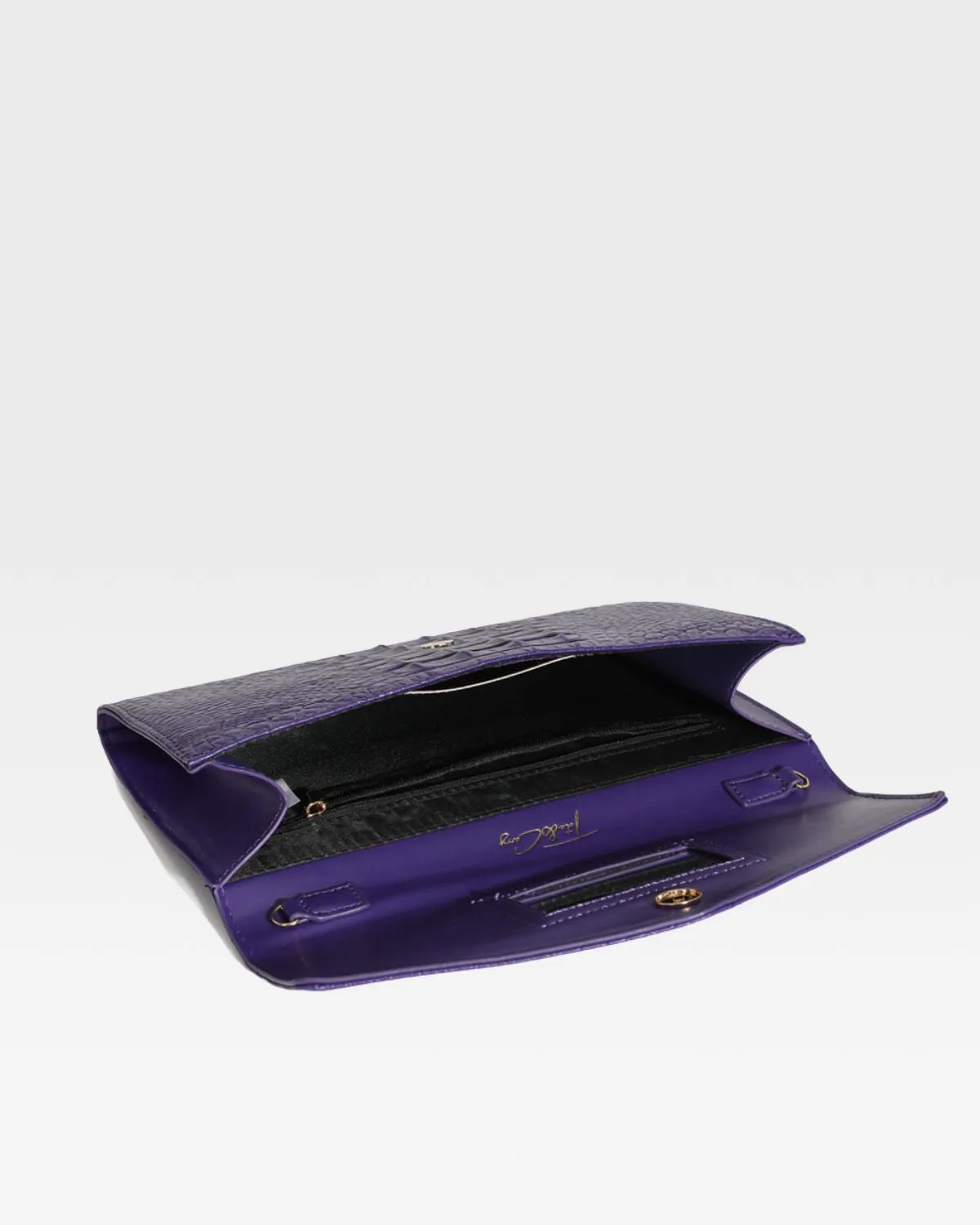 Purple Apollo 2 Faux Crocodile Skin Clutch Shoulder Bag