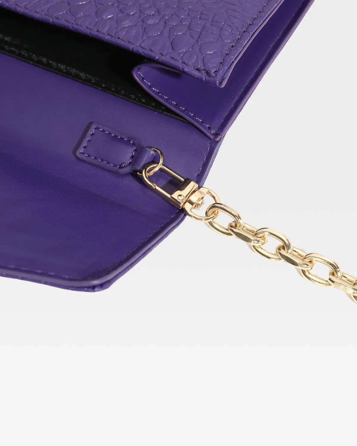 Purple Apollo 2 Faux Crocodile Skin Clutch Shoulder Bag