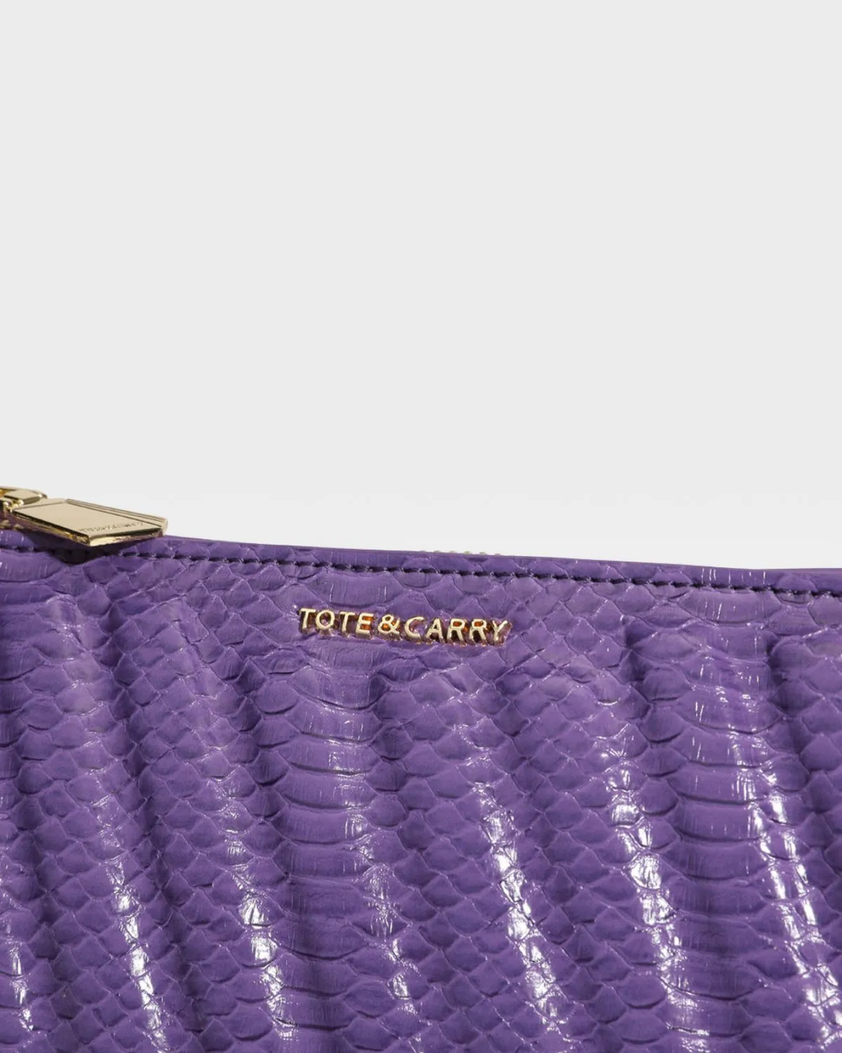 Purple Faux Python Shoulder Bag