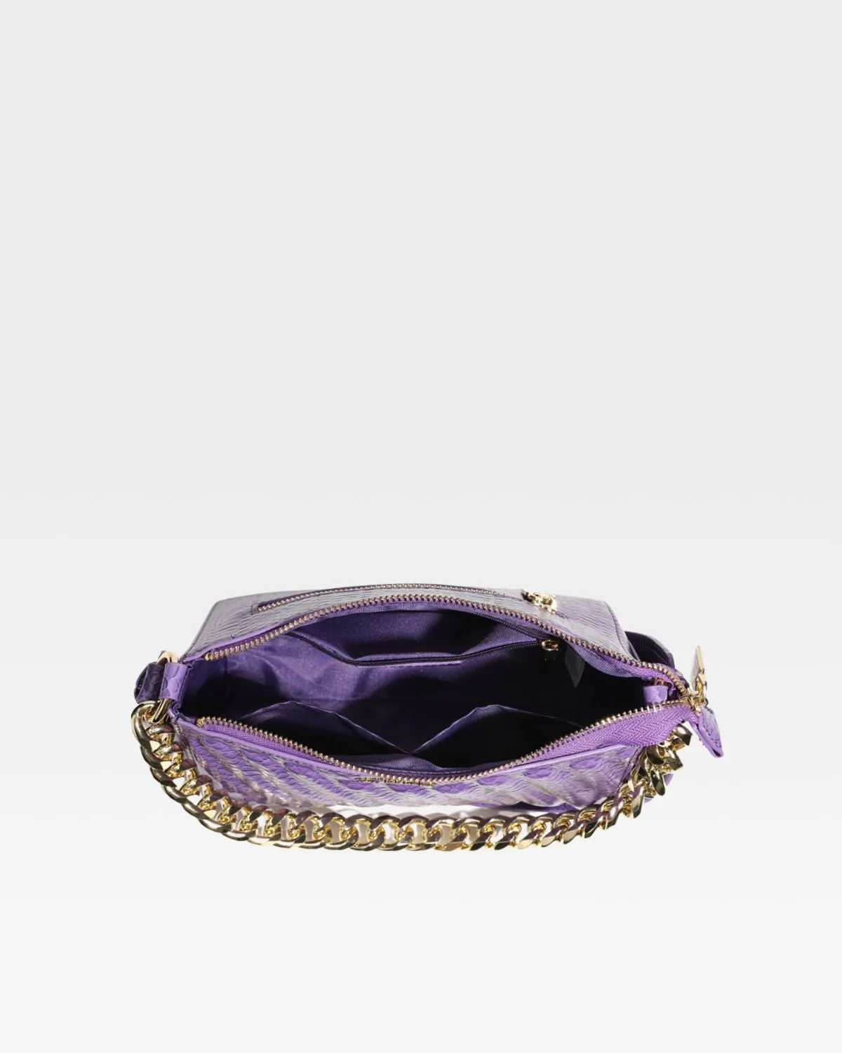 Purple Faux Python Shoulder Bag